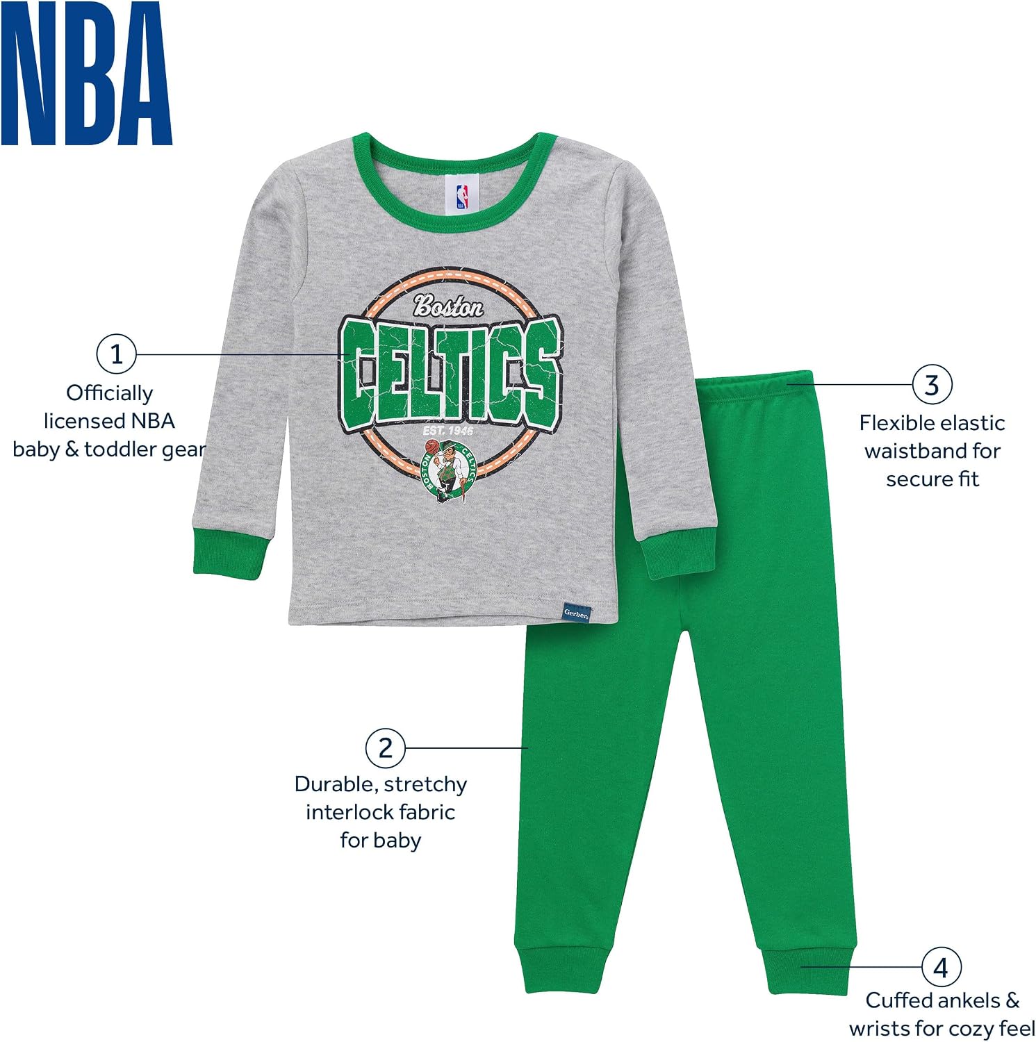 Thumbnail 5 de Gerber Baby NBA Team Snug Fit Cotton Pajamas
