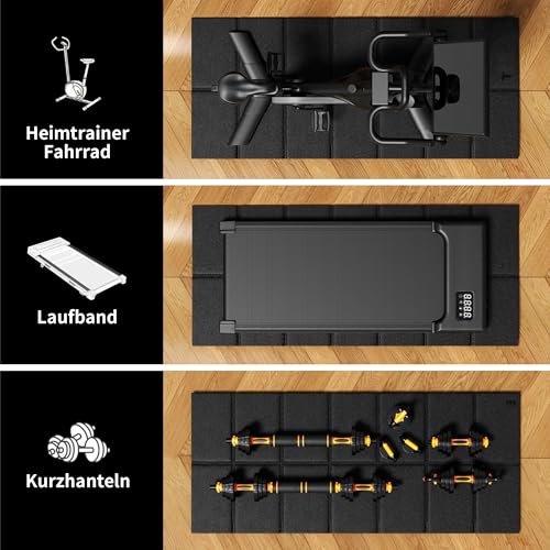 Detalle de Stepwaver Bodenschutzmatte 160x75 cm – Schalldämmend, 4 mm, für Laufband und mehr