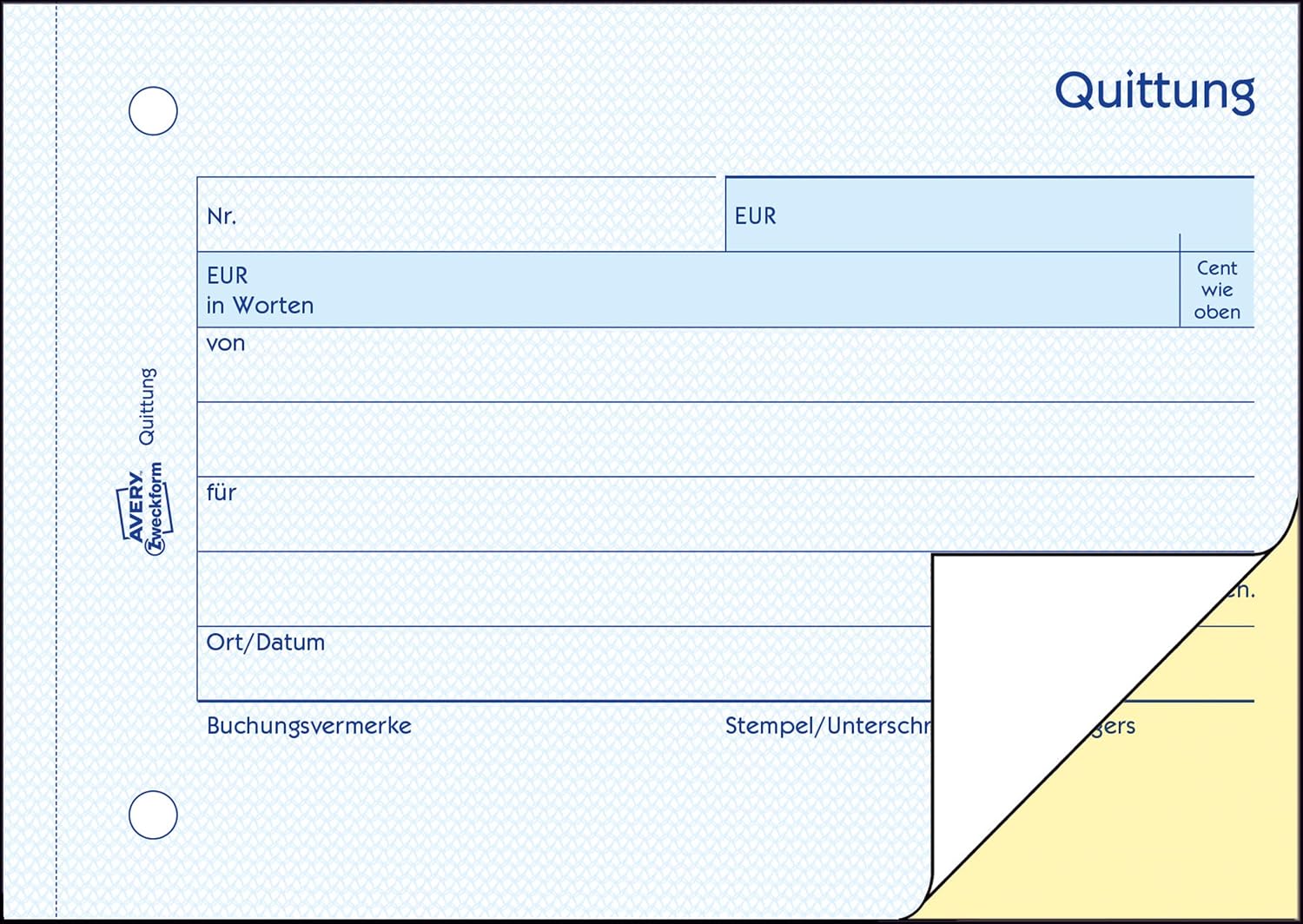 Detalle de AVERY Zweckform 1742-5 Quittungsblock Kleinunternehmer (A6 quer, 2x40 Blatt, 5er-Pack)