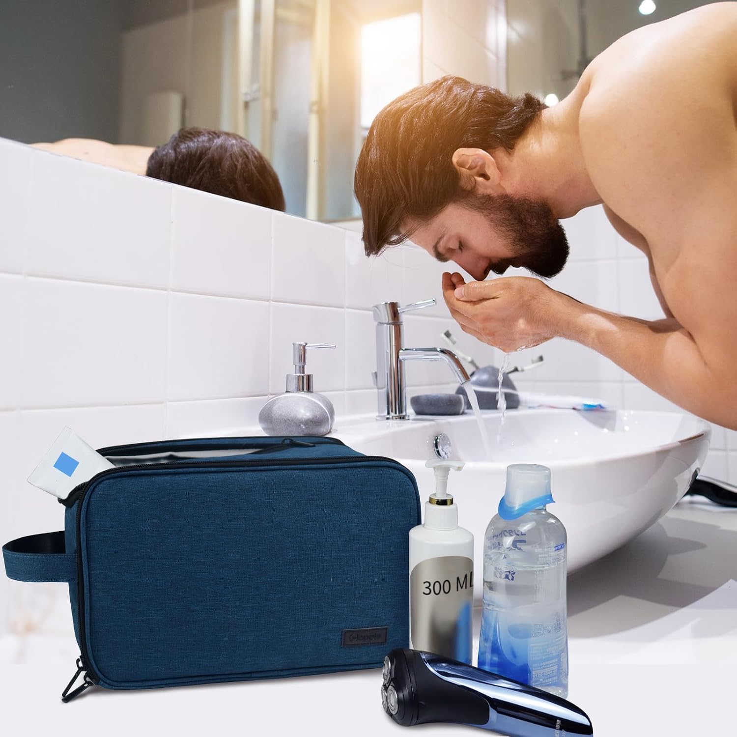 Detalle de Gloppie Toiletry Bag Large Washbag for Travel Blue
