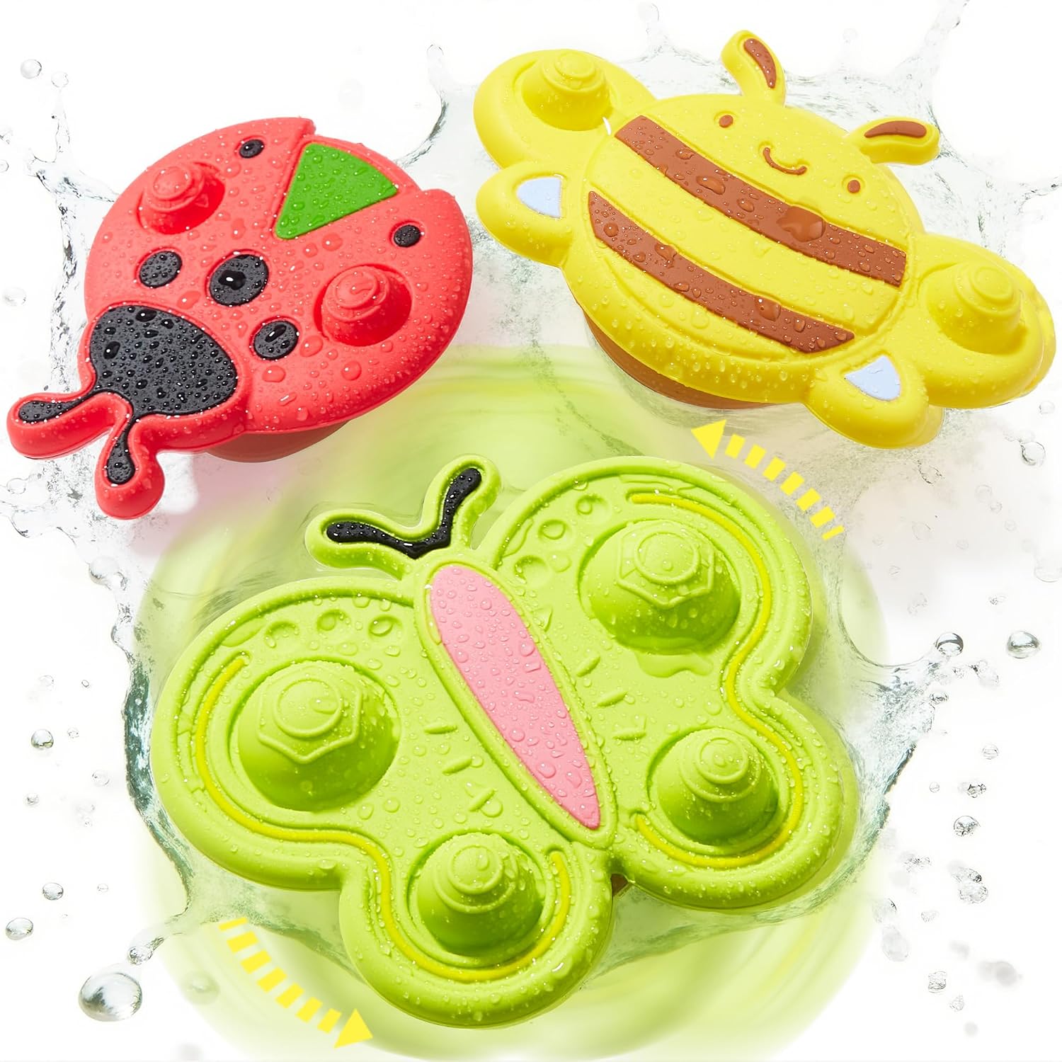 Thumbnail 1 de Joyin 3 Pcs Suction Cup Spinner Toys for Toddlers (1-3 Years) – Insect-Themed Sensory Spinners