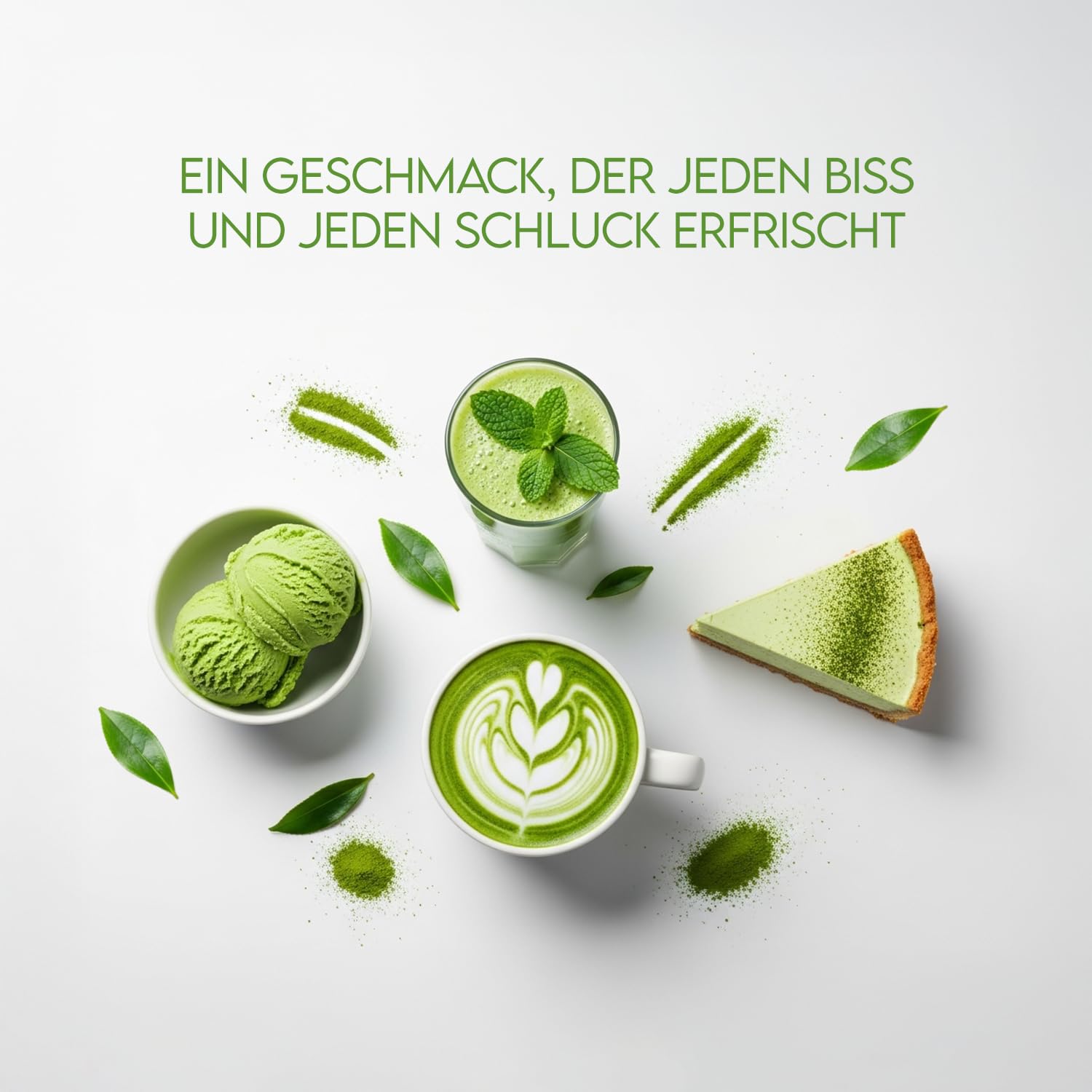 Detalle de Matcha Tee – 20 Stücke Premium Japanisch Grüntee mit Spirulina und Erdbeeraroma