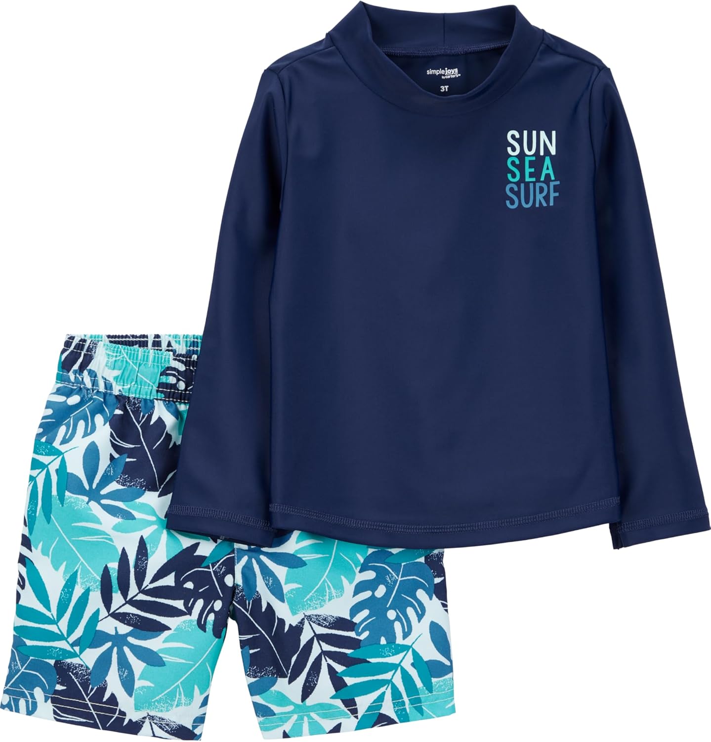 Detalle de Simple Joys by Carter's Baby Boys' Swimsuit Trunk and Rashguard Set