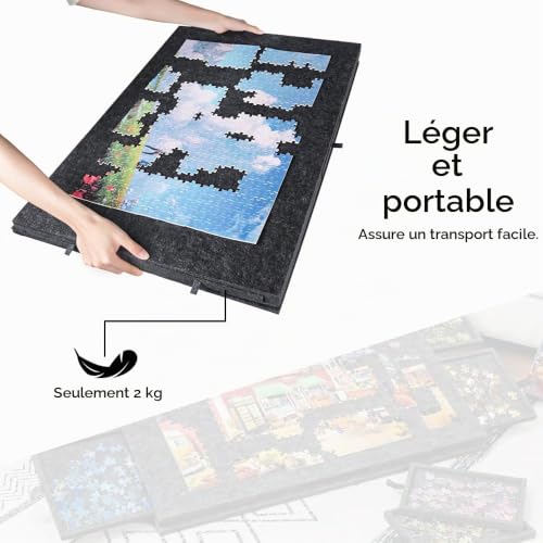 Thumbnail 6 de Tapis Puzzle 1000 Pièces avec 6 Tiroirs de Tri et Support – Purova, 77 x 53,6 cm