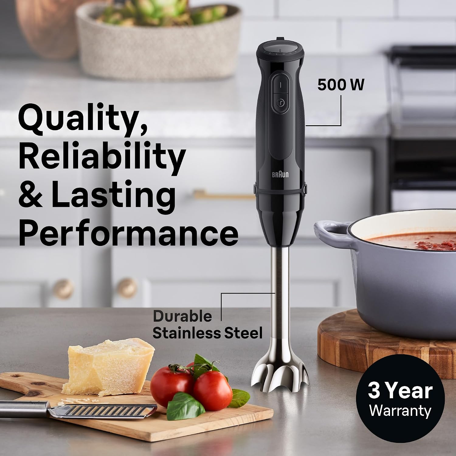 Detalle 1 de Braun MultiQuick Vario 5 Immersion Blender, 21 Speeds, 500 W, Turbo Boost