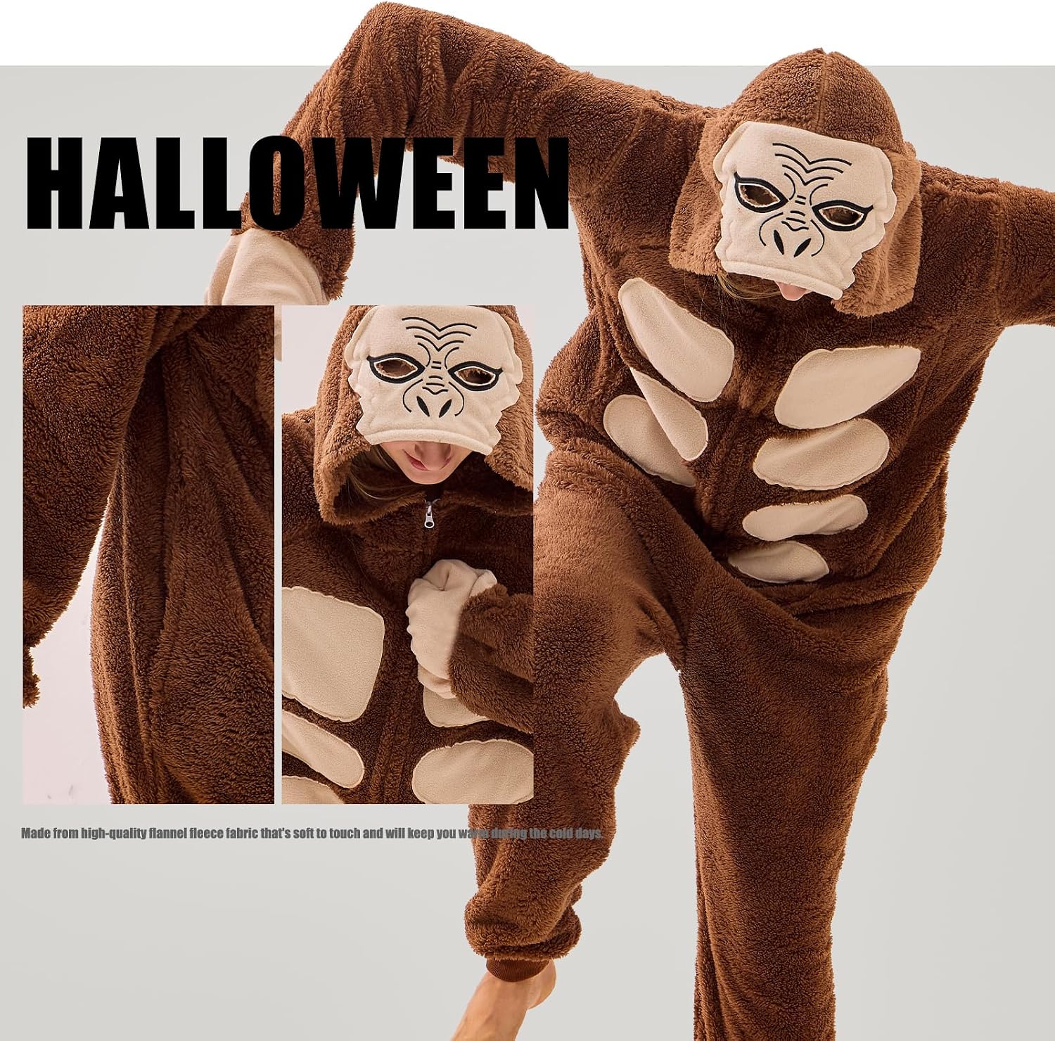 Thumbnail 4 de JUOLOET Unisex Adult Animal Onesie Pajamas with Zipper and Pockets