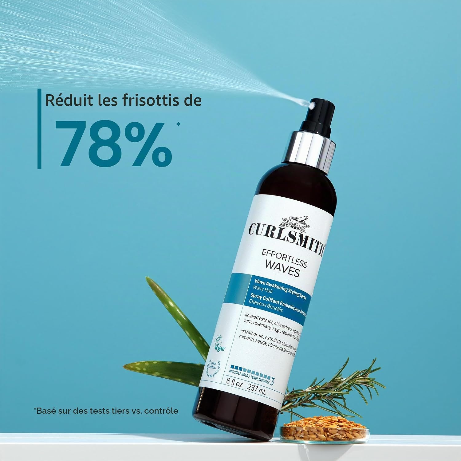 Detalle 2 de CURLSMITH Effortless Waves Styling Spray voor golvend en krullend haar, 237 ml