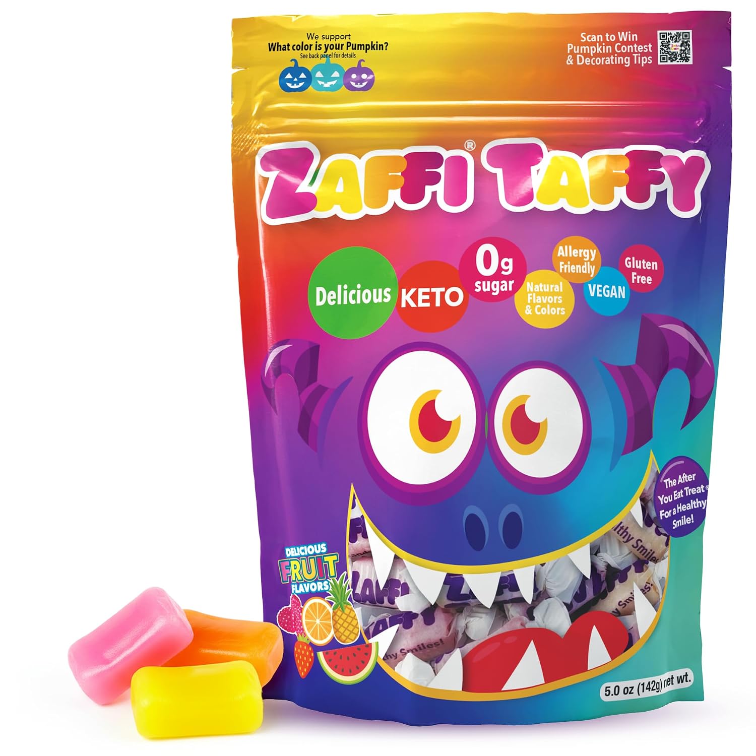 Detalle de Zaffi Taffy Sugar-Free Chewy Candy, Natural Fruit Flavors, 5 oz, 2-Pack