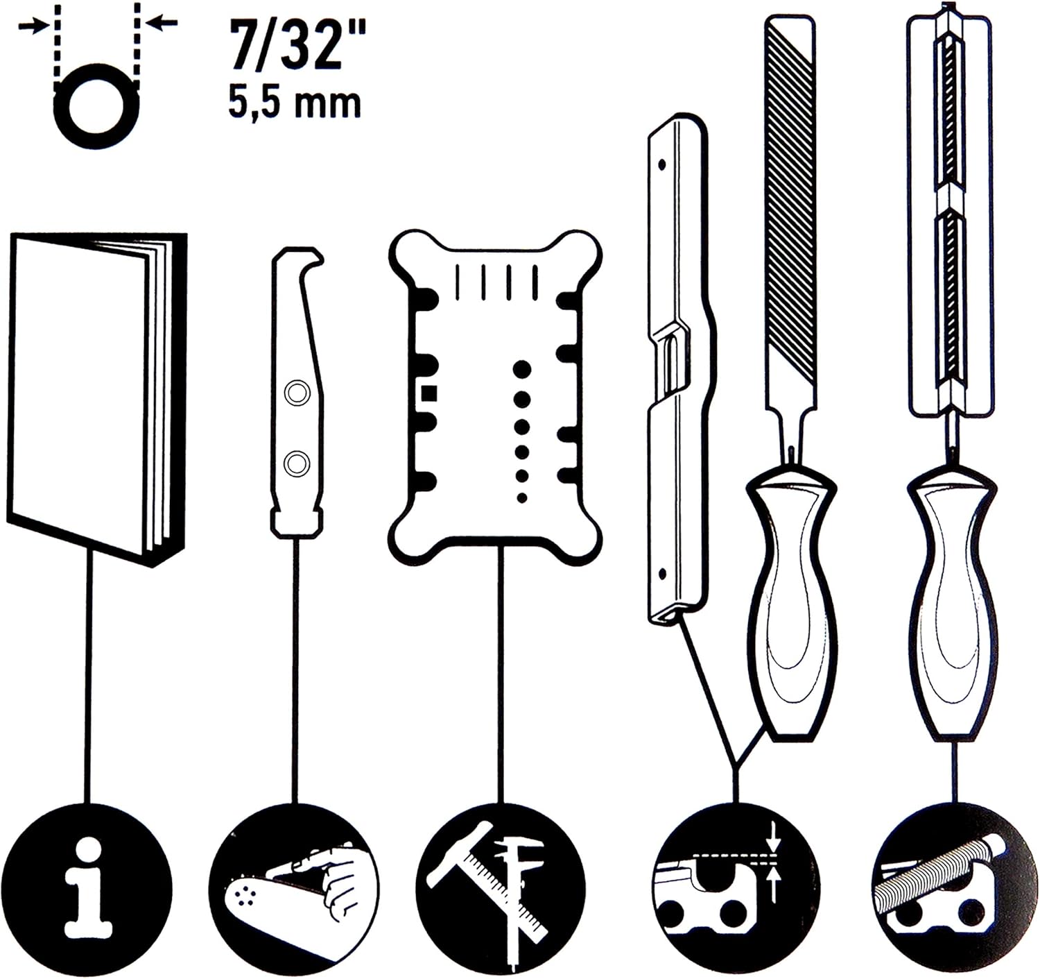 Detalle 1 de Oregon 558551 Affilatura Kit in Busta: kit di manutenzione per catena, barra e guide
