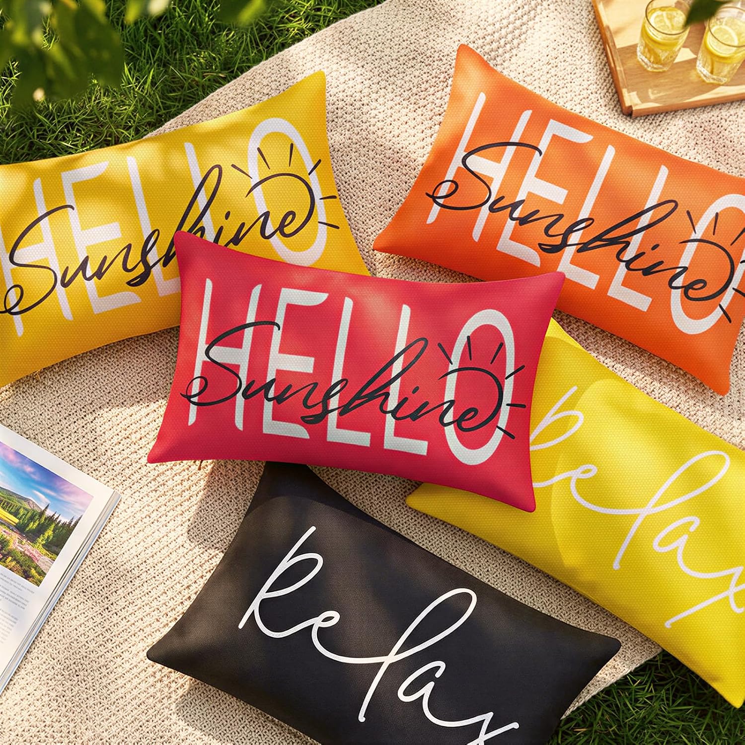 Detalle 2 de Lewondr Outdoor Pillow Covers, 12×20 in