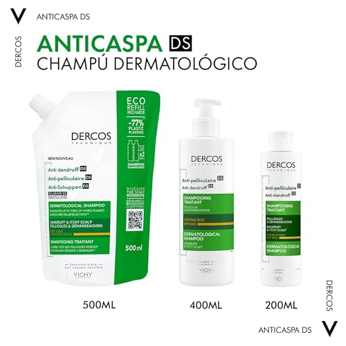 Detalle de Vichy Dercos Champú Anticaspa para Cabellos Secos 390 ml | Tecnología DS Selenium Microbiome