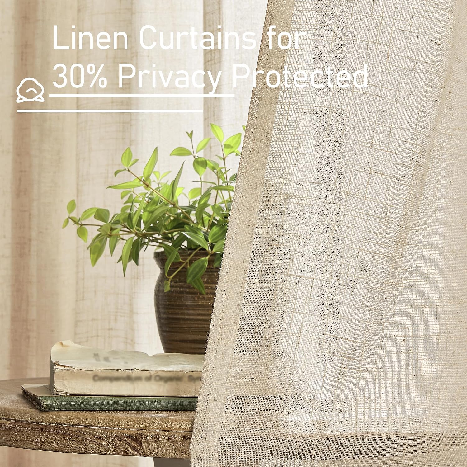 Detalle de LAMIT Linen Curtains 84 Inches