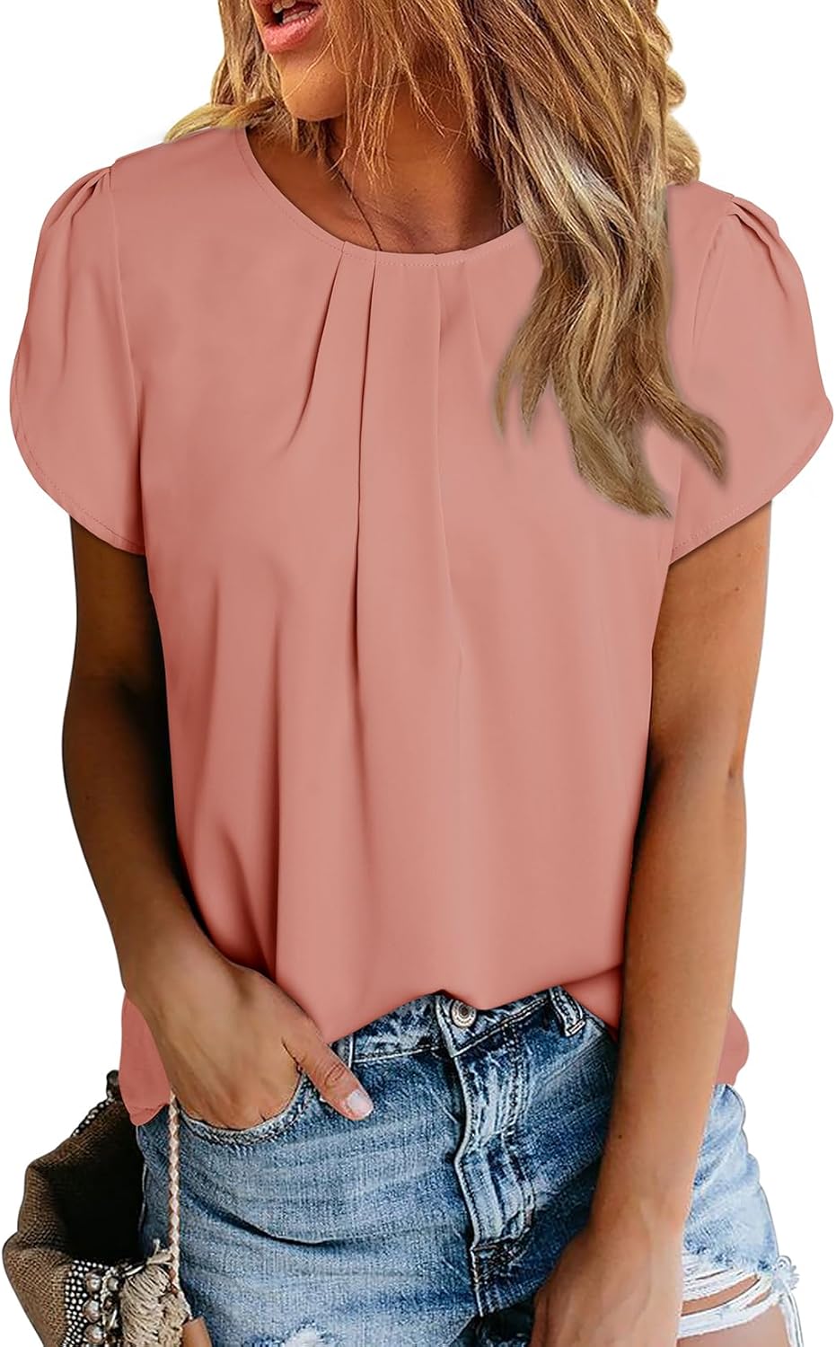 Thumbnail 2 de Dokotoo Damen Bluse Kurzarm – Falten-Tunika aus Chiffon, elegant & vielseitig