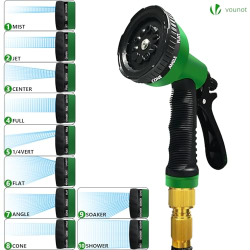 Detalle de VOUNOT Tuyau d'Arrosage Extensible 30 m Renforcé Adaptable 1/2" et 3/4" – 10 Modes de Pulvérisation