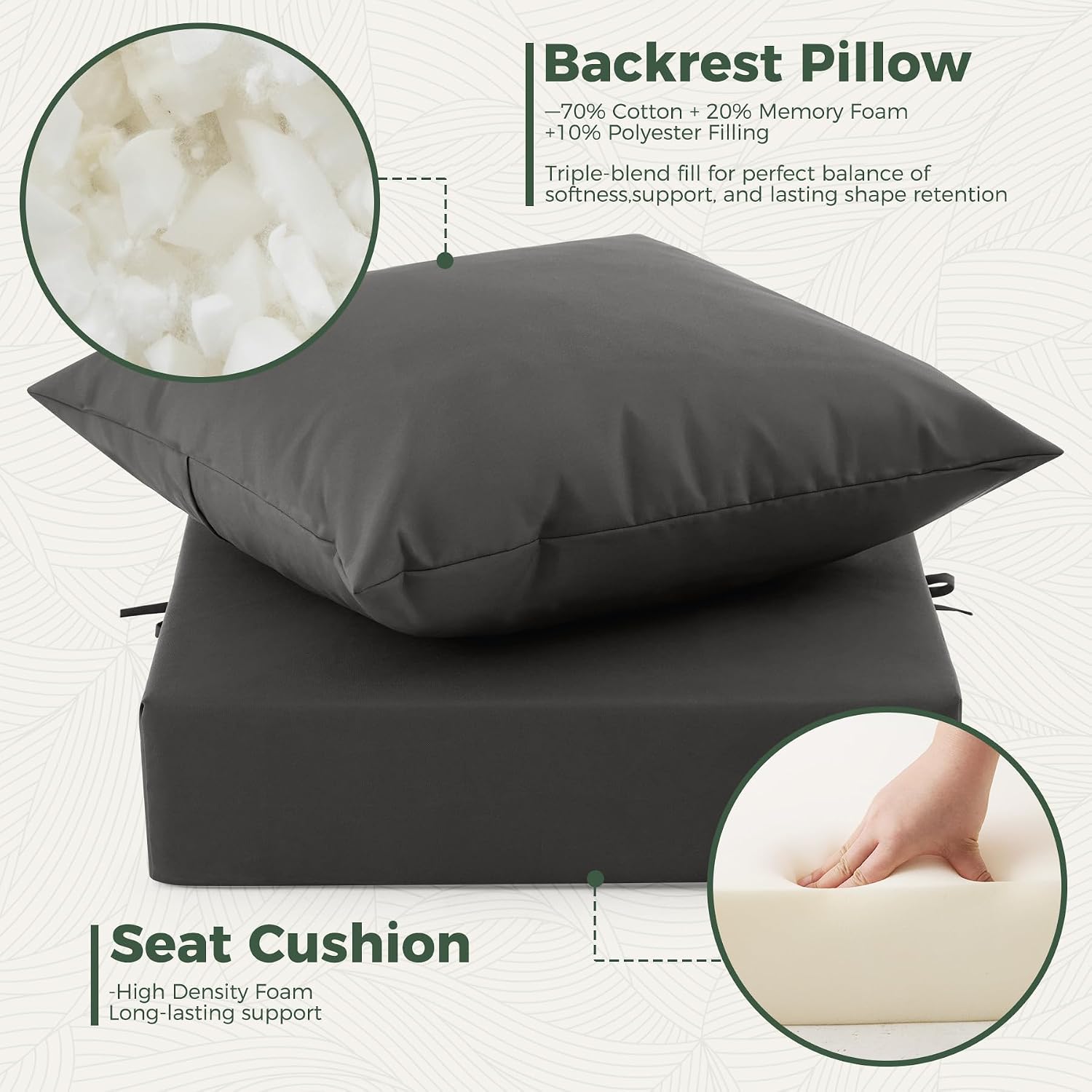Detalle de Zonamat Outdoor Chair Cushions 24 x 24 x 5.75-Inch