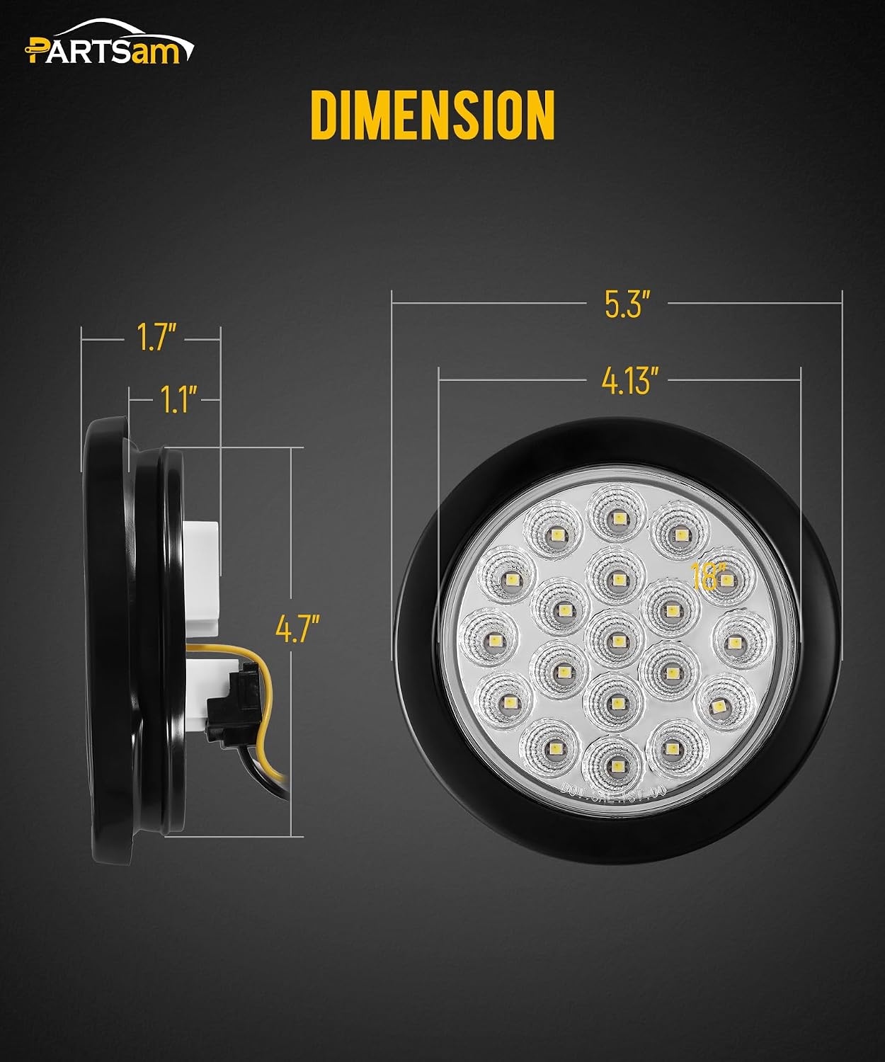 Detalle 2 de PARTSam GTCV-0652883157 4-Inch Round Red/White LED Truck and Trailer Lights