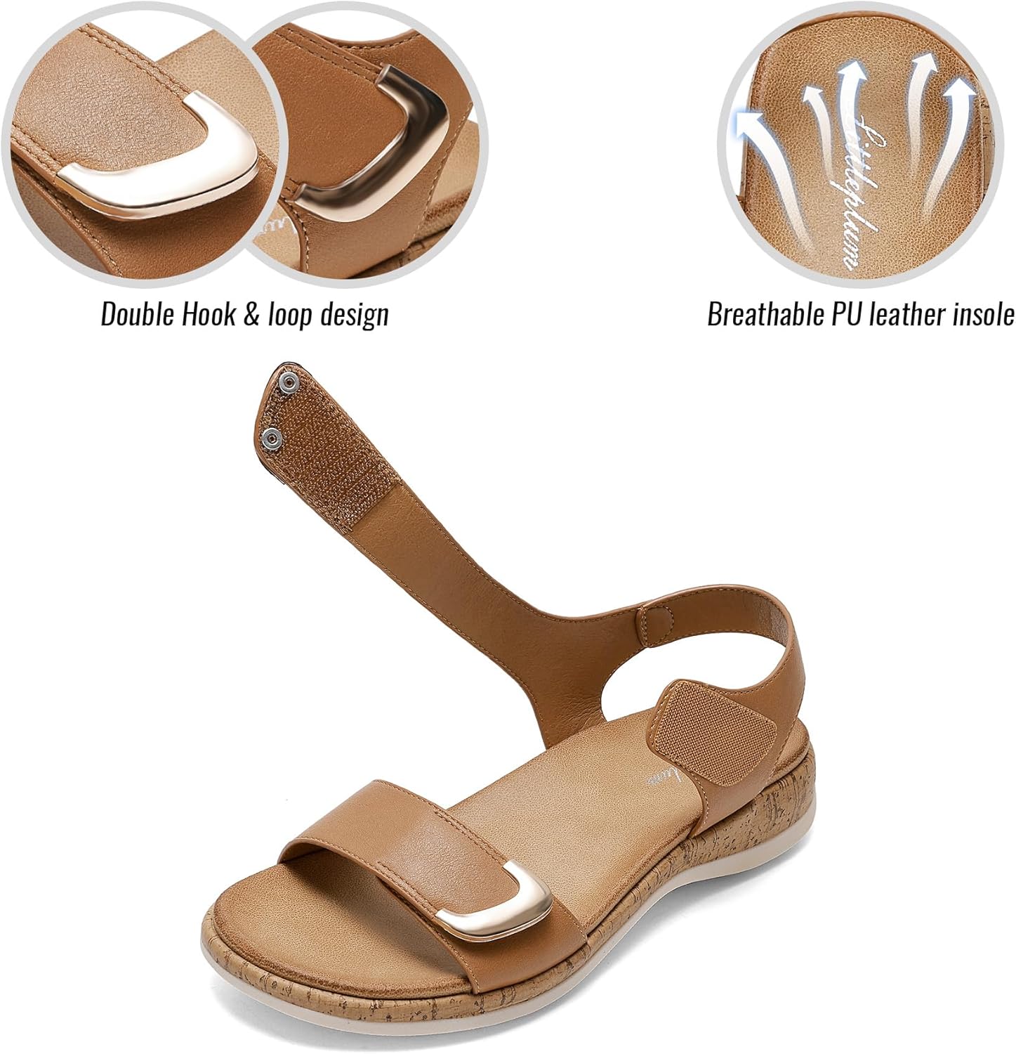 Thumbnail 2 de Littleplum Damen Sandalen Sommer Flach Sandalette – Bequeme Freizeit-Sandalen