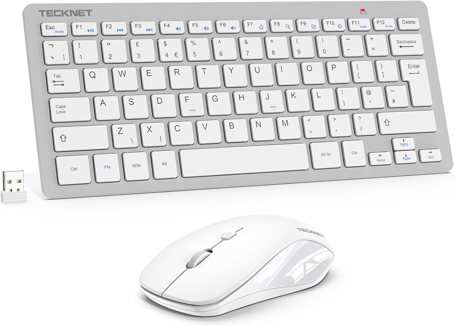 Thumbnail 6 de TECKNET Mini Wireless Keyboard and Mouse Set (2.4G) with Nano USB Receiver + Silent Mouse, Blue