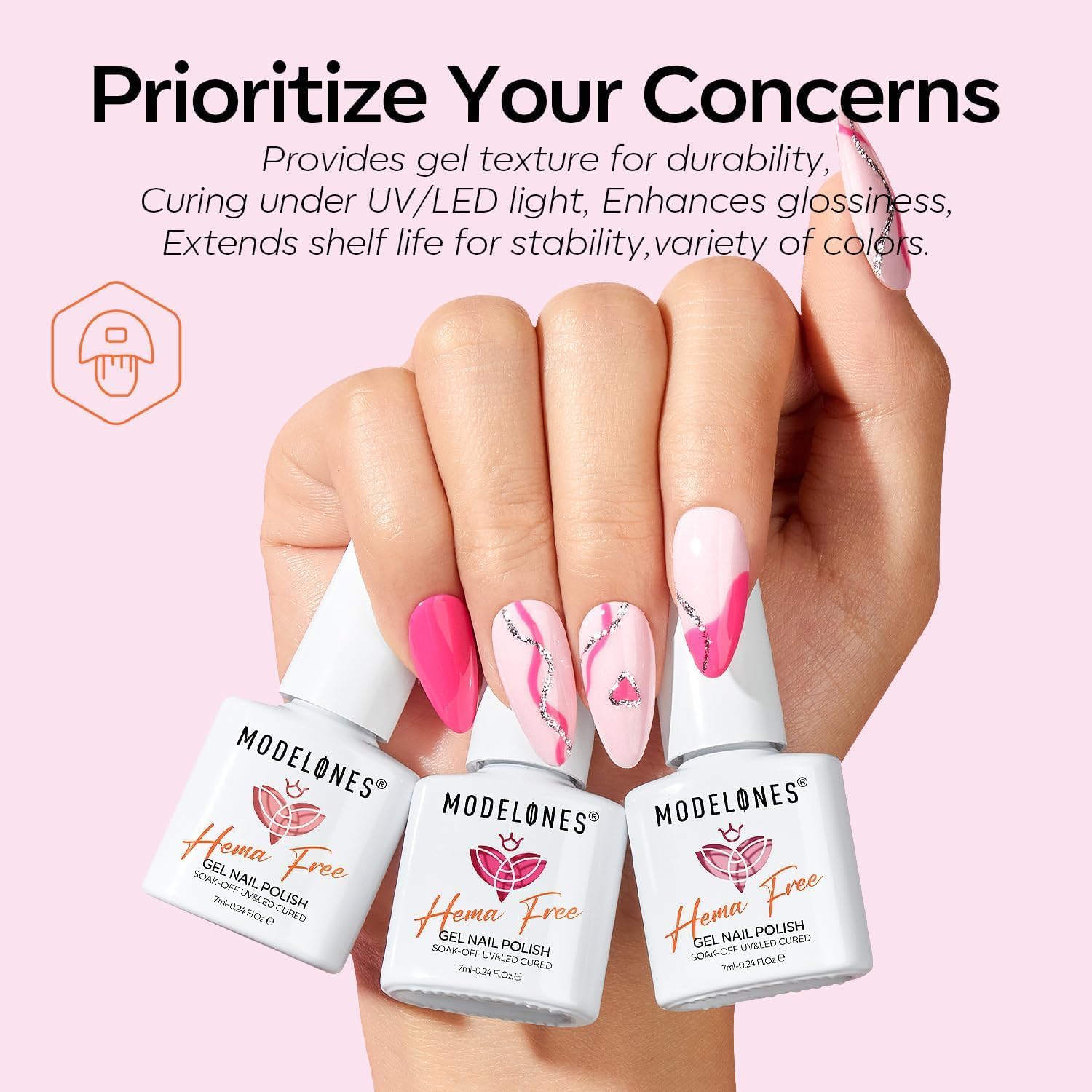 Thumbnail 5 de Modelones Pink Gel Nail Polish Set — HEMA-Free 6-Color Starter Kit