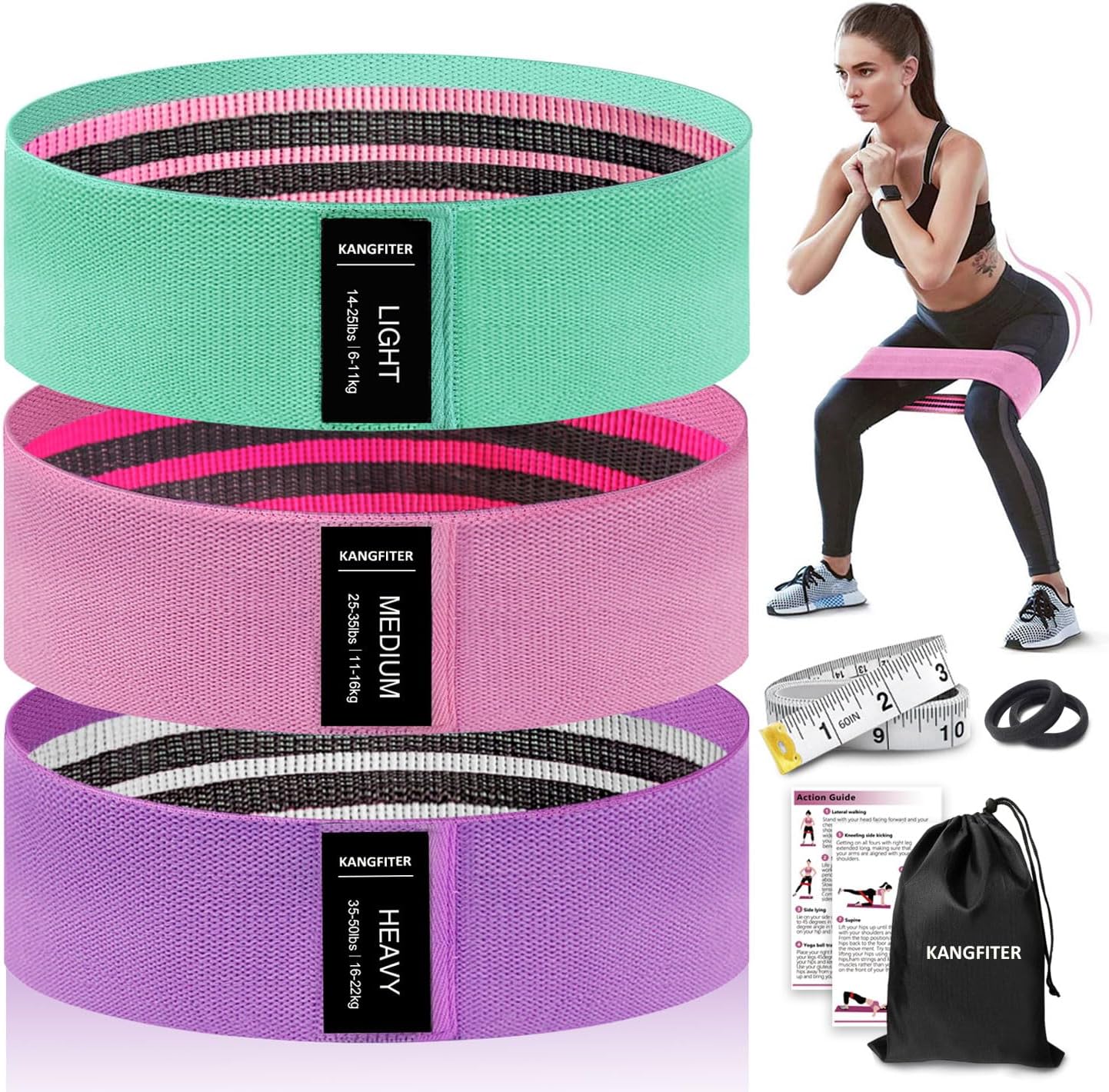 Detalle de KANGFITER Fabric Resistance Bands 3-Pack ๐