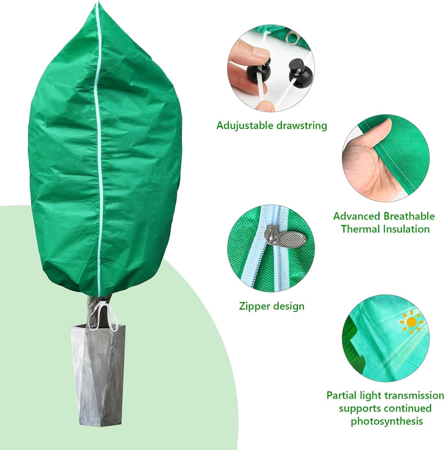 Detalle de HEKIWAY FHT01 Plant Covers, 6-Pack, 60" x 42", Zipper and Drawstring