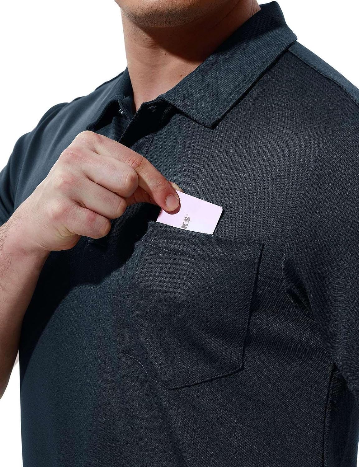 Detalle de Rdruko Men’s Short-Sleeve Quick-Dry Polo Shirt with Pocket for Golf, Outdoor & Everyday Wear