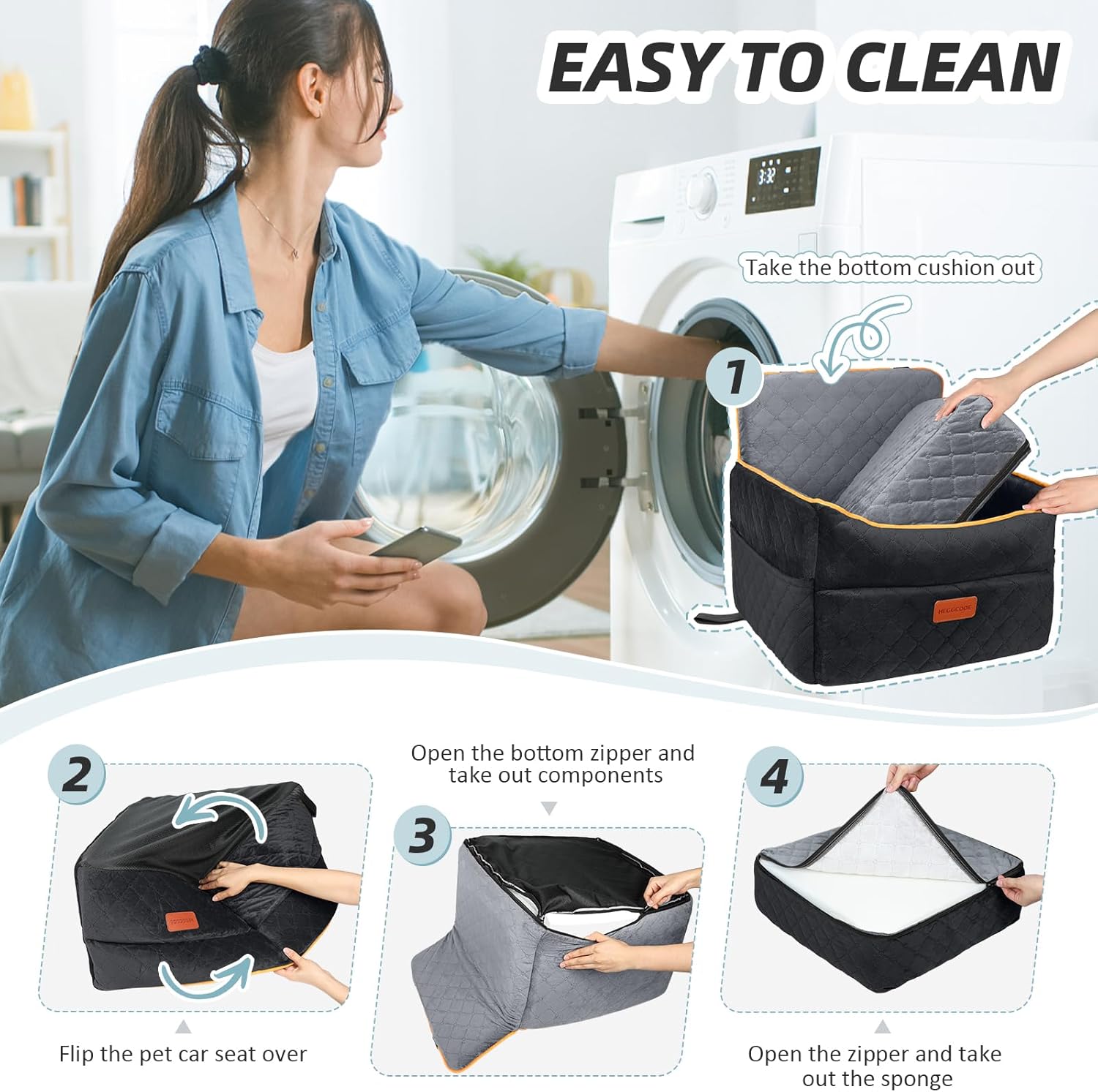 Thumbnail 5 de HEGGCOOE Small Dog Car Seat with Memory Foam, 2 Safety Belts 🐶🎐