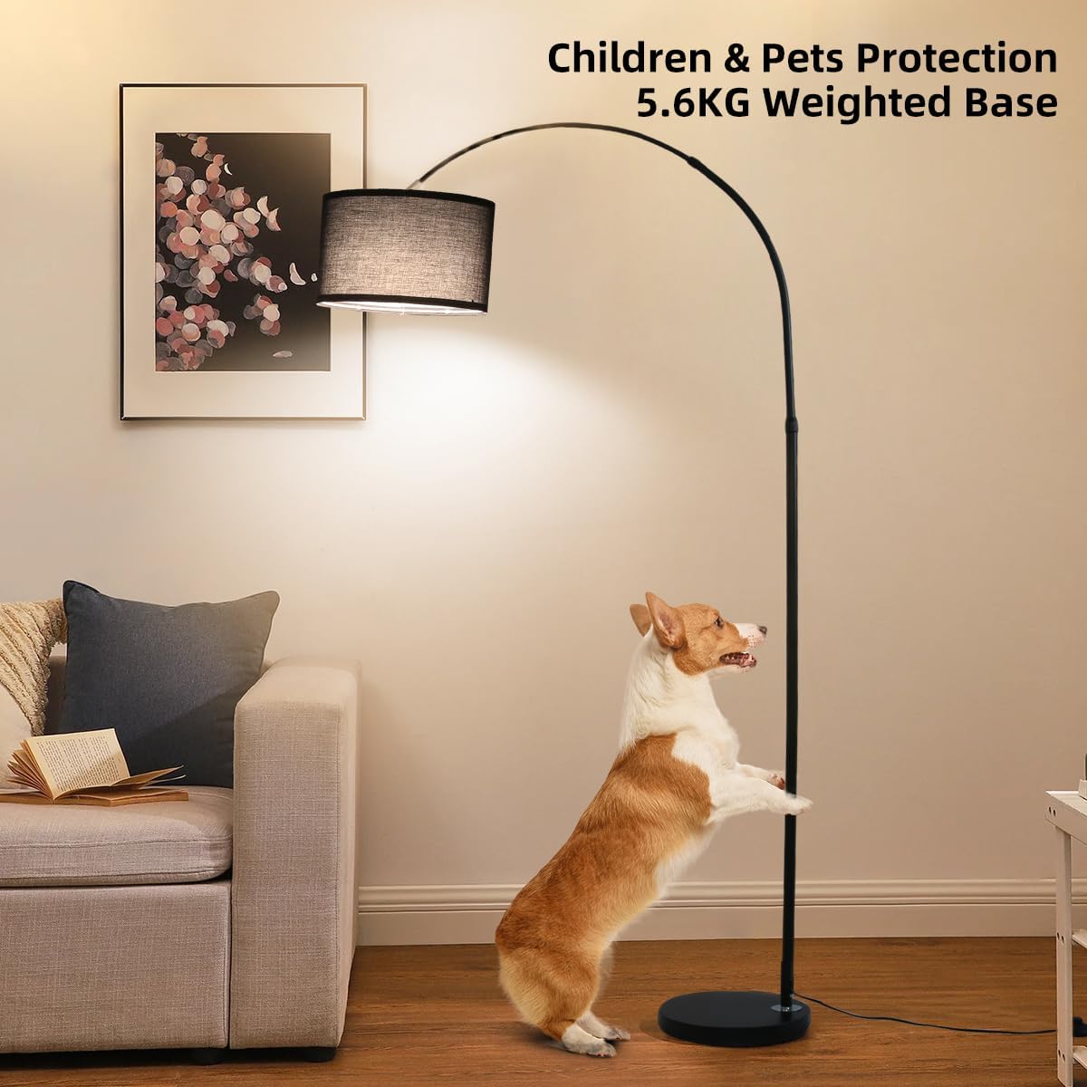 Detalle de ANTNELICHT LUNA Lampada da Terra ad Arco Vintage – Luce calda, design nordico e controllo a pedale