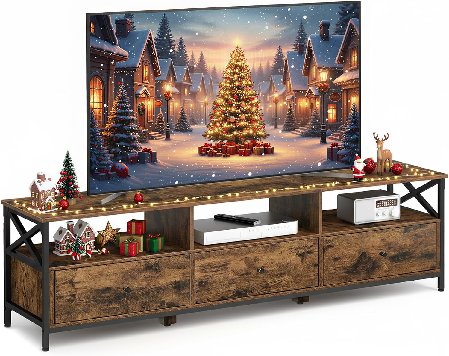 Detalle de VASAGLE Daxton Collection LTV303KD01 TV Stand, 178 cm, 3 Drawers and 3 Shelves