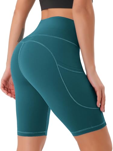 Thumbnail 1 de JOYSPELS Women’s High Waist Cycling Shorts with Pockets – Turquoise (XXL)