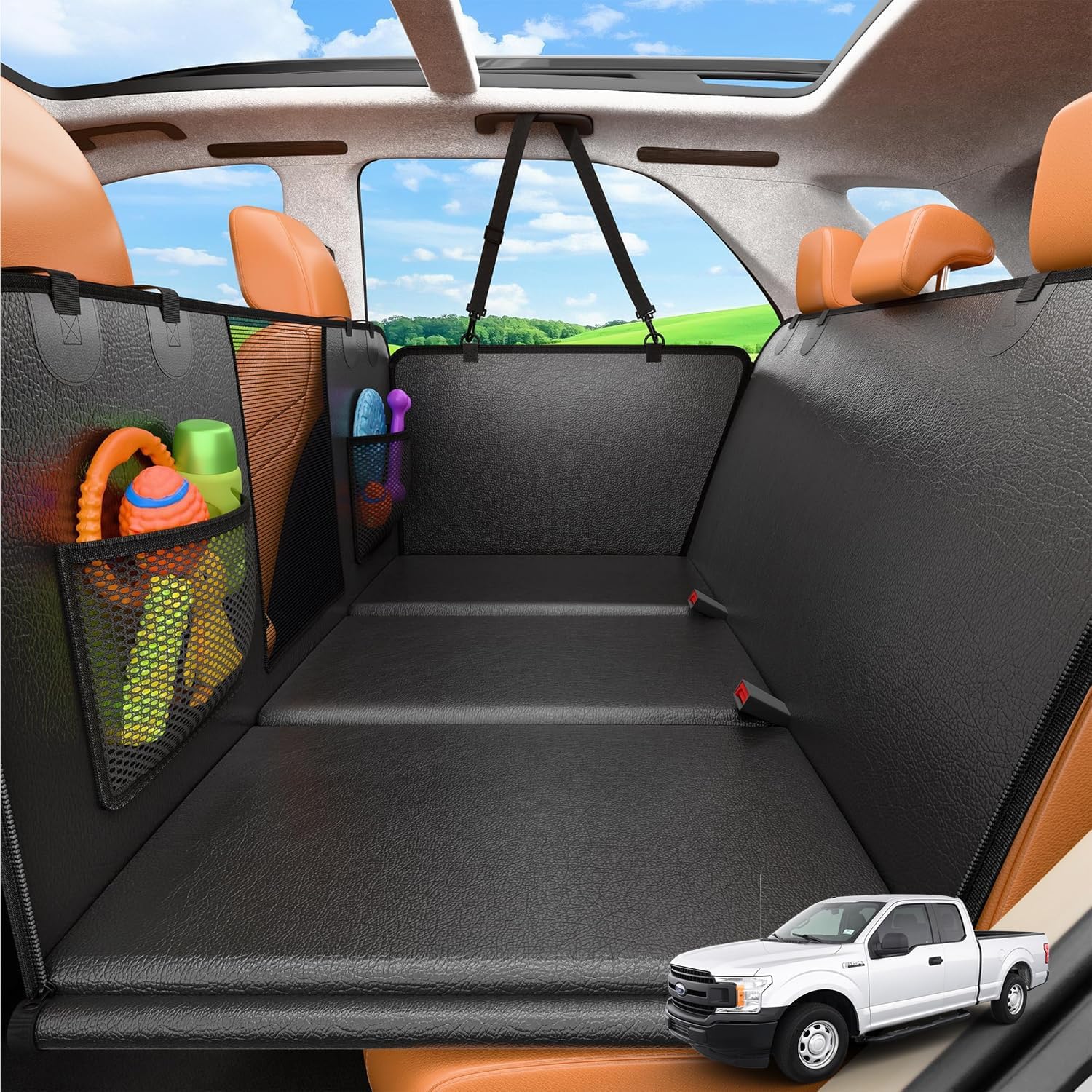 Detalle de URPOWER 2026 Upgraded Back Seat Extender for Extended Cab Trucks: Large, Waterproof Dog Hammock with 550 lb Capacity