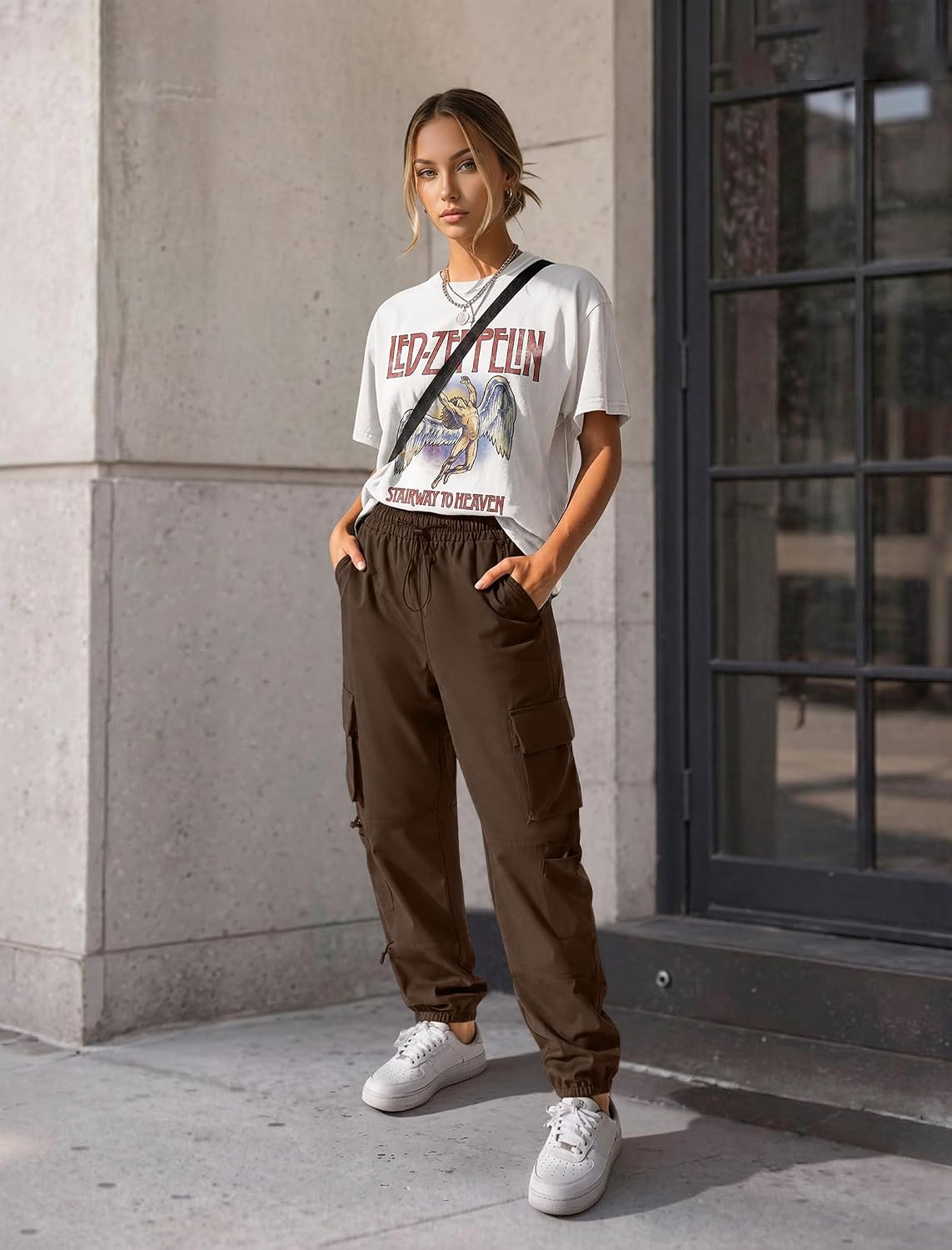 Detalle de COPYLEAF Women's Cargo Pants with Six Pockets