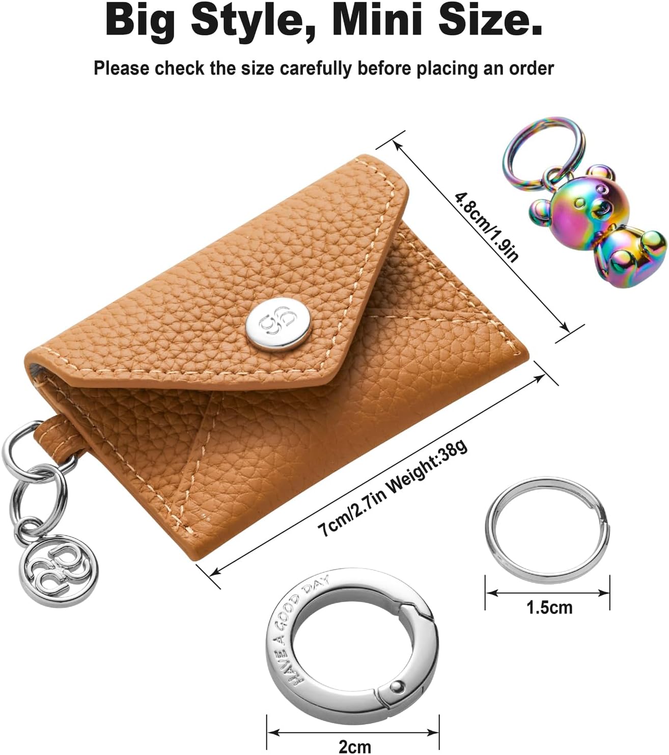 Thumbnail 1 de GOODAYY Genuine Leather Mini Coin Pouch with Spring Ring – Compact, versatile accessory