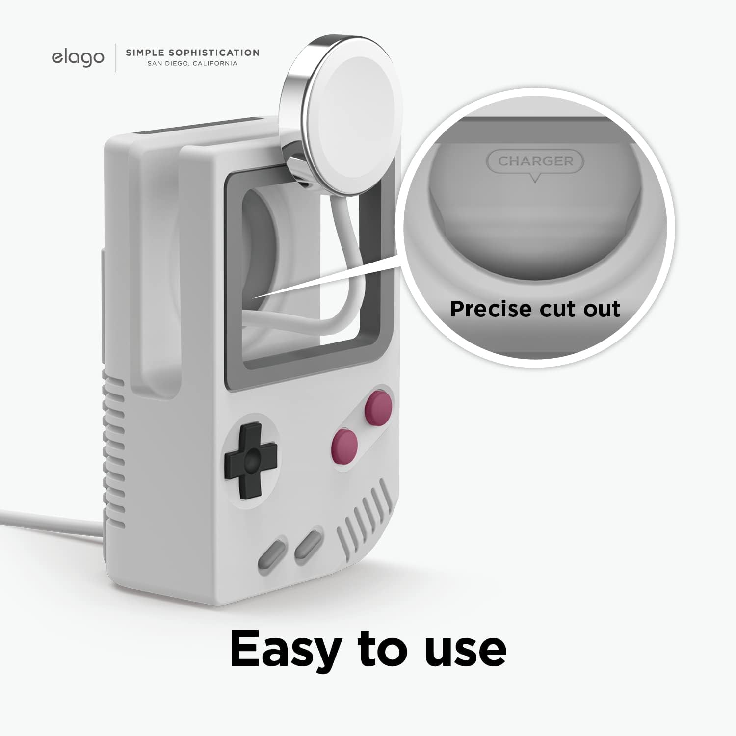 Thumbnail 5 de elago W5 Classic Game Console Apple Watch Stand (for Ultra & 49–42mm models) – Light Grey, Nightstand Mode compatible