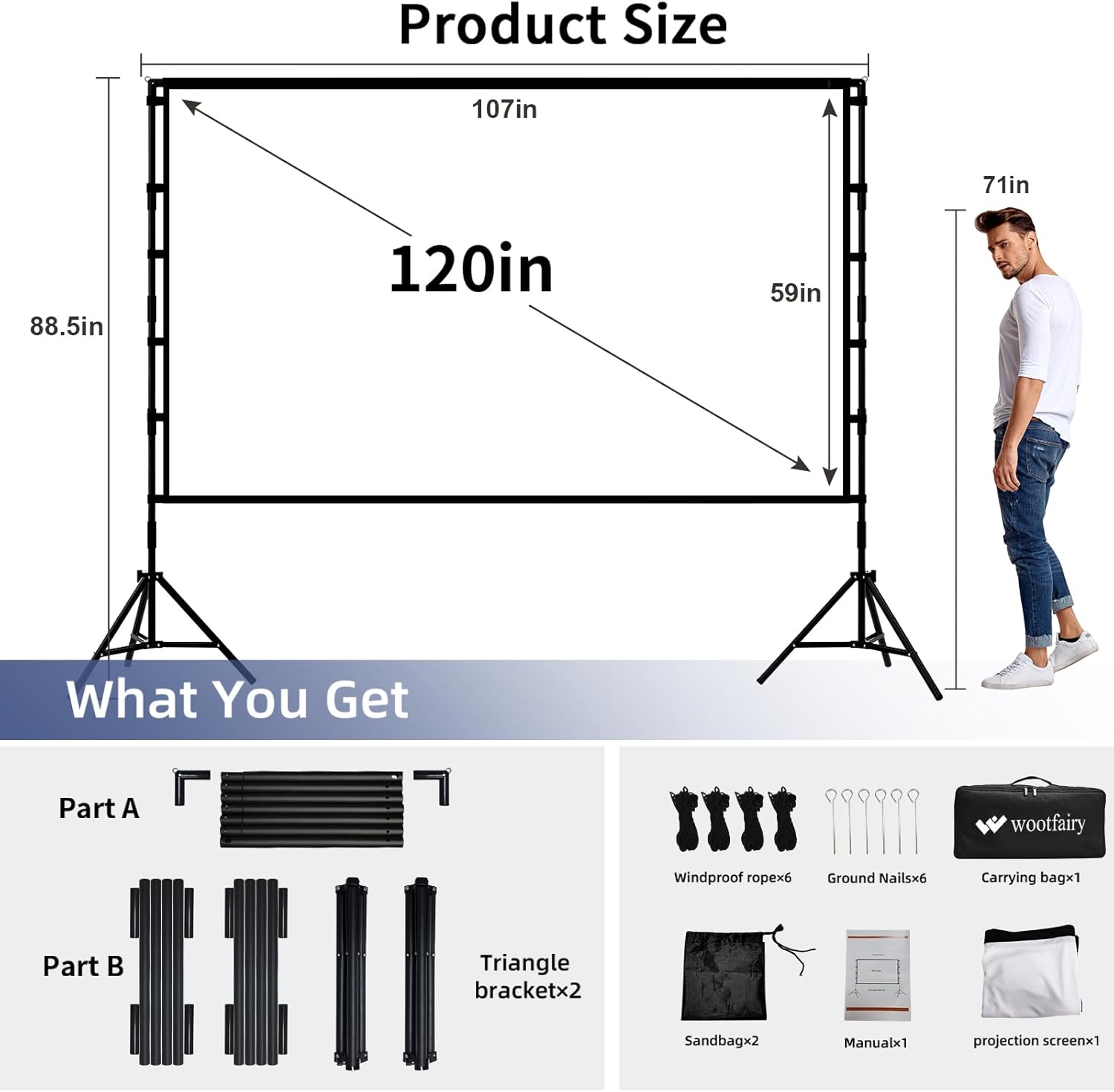 Detalle 2 de Wootfairy 120 inch projector screen