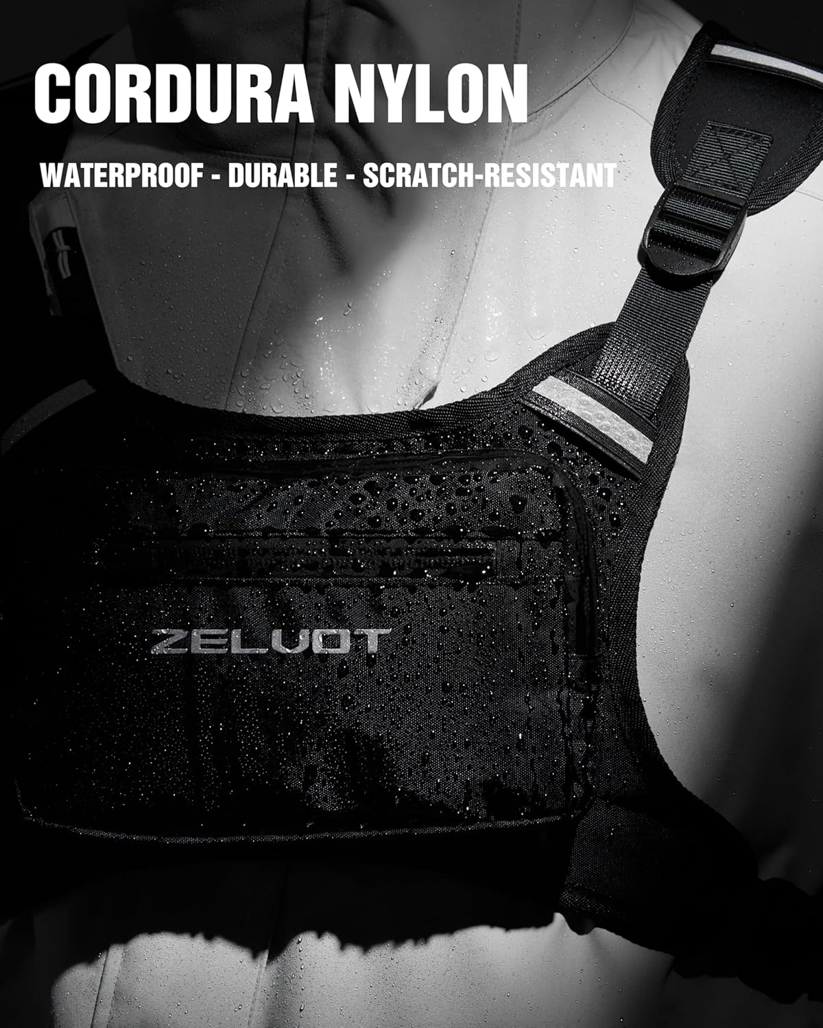 Detalle de Zelvot Running Vest with 1L Water Bladder — Adjustable Reflective Hydration Vest for Runners