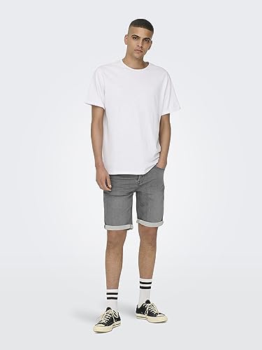 Detalle de Only & Sons Pantalones Cortos de Mezclilla para Hombre, Grey Denim, Talla S