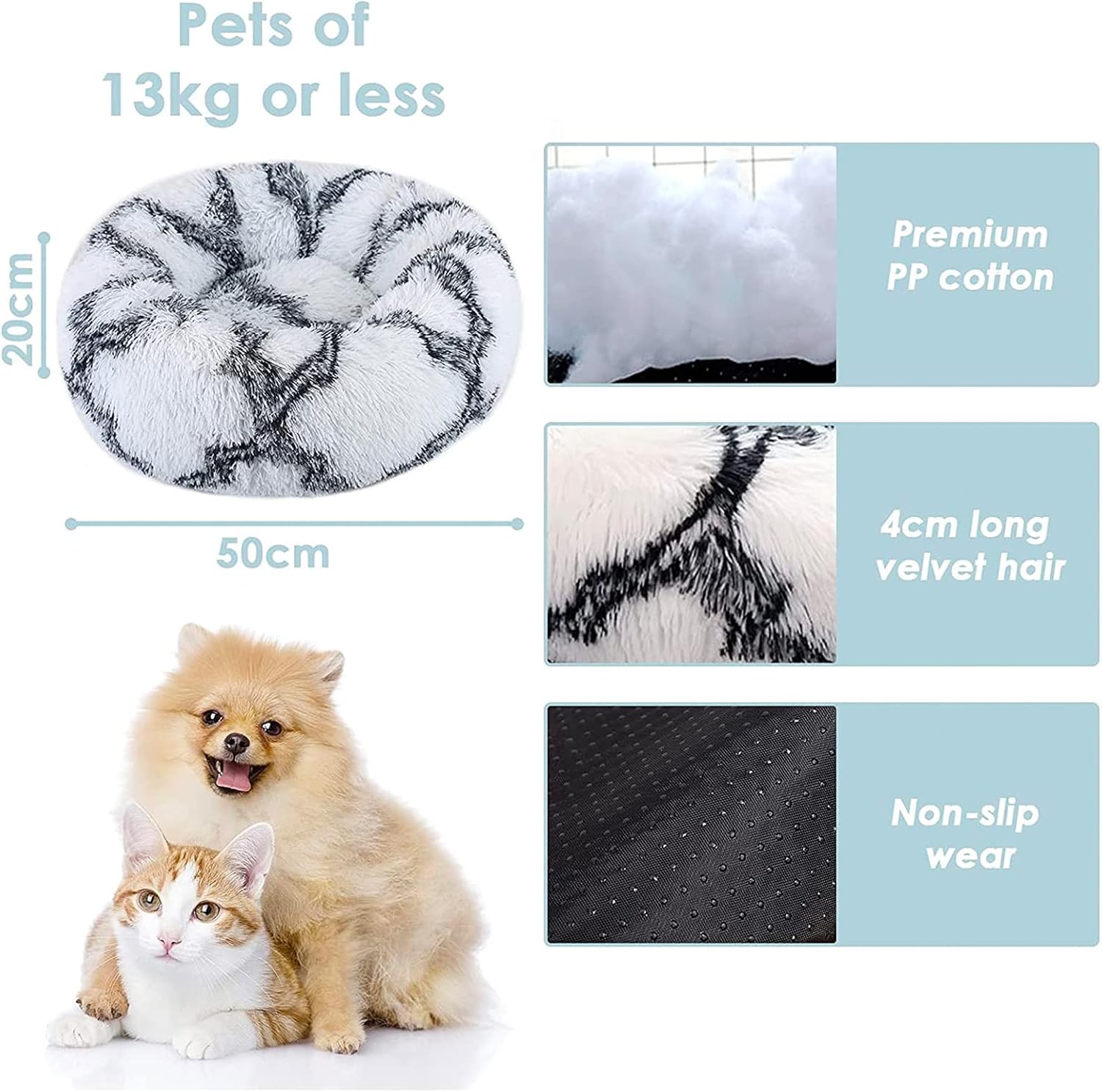 Detalle 2 de Jiuzcare 50cm Calming Pet Bed for Small Dogs & Cats