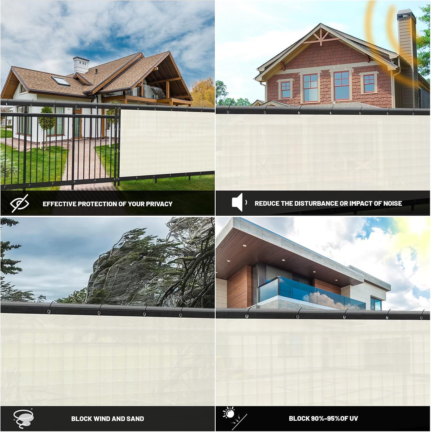 Detalle 2 de Sunny Guard Privacy Mesh for Fence 6' x 50' in Cream