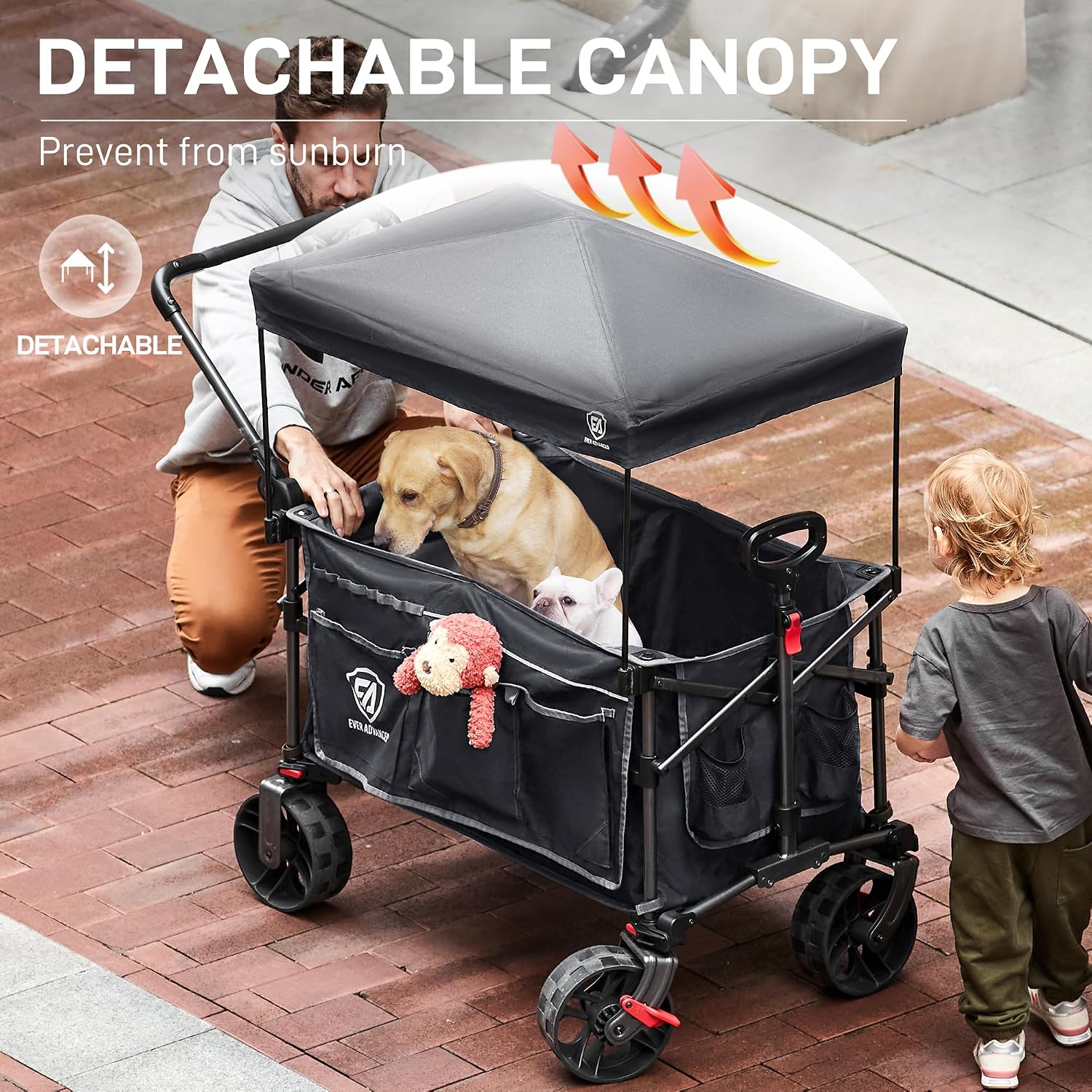 Thumbnail 3 de EVER ADVANCED 225L Festival Trolley on Wheels with Removable Canopy – a robust, high-capacity folding wagon for outdoor use