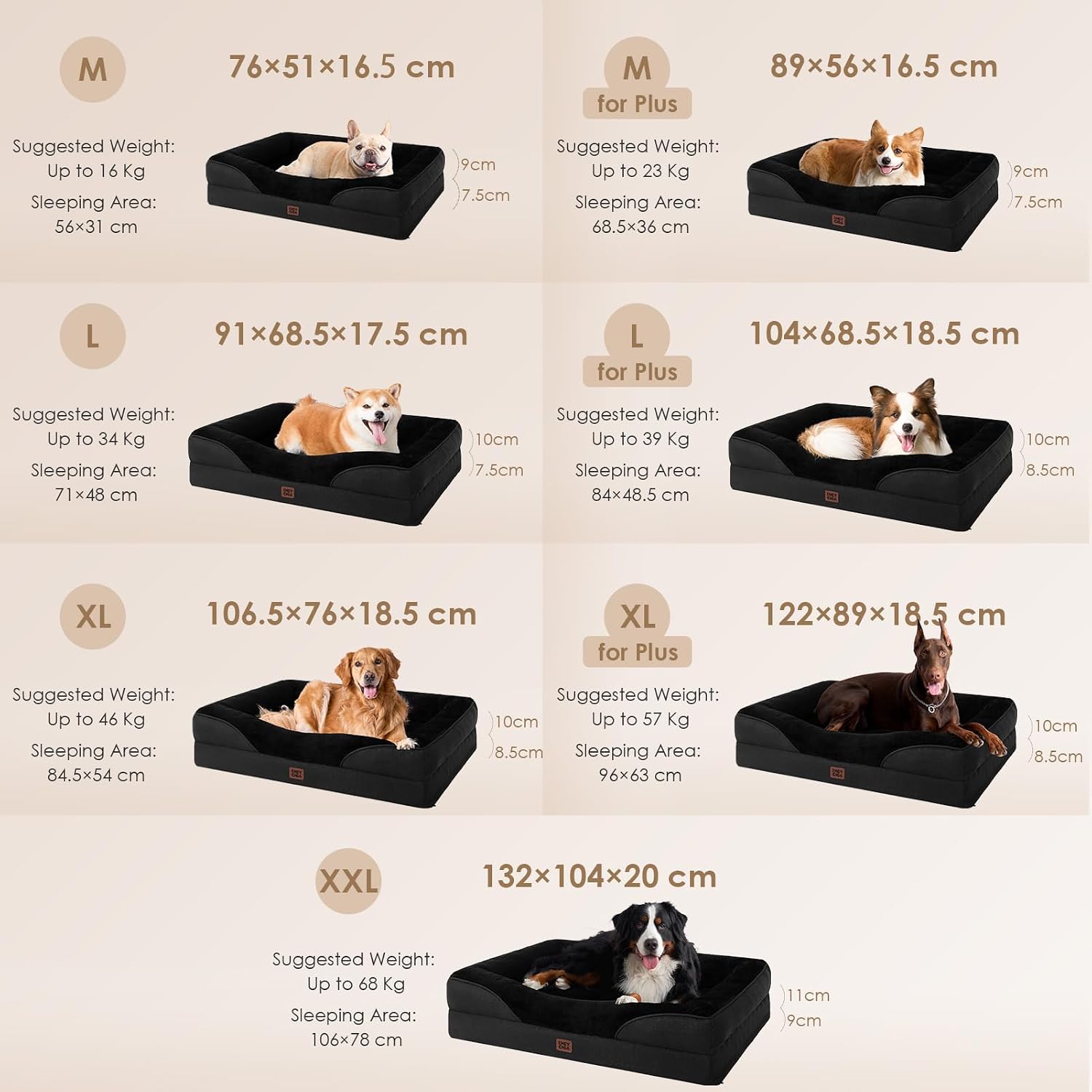 Thumbnail 4 de EHEYCIGA Orthopädisches Hundebett Kleine Hunde 76x51x16.5 cm – Memory Foam, wasserdicht, rutschfest