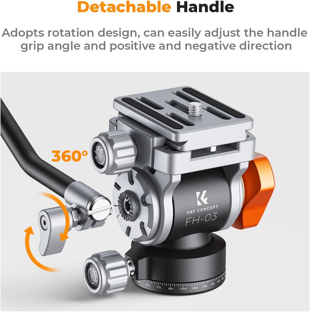 Thumbnail 6 de K&F CONCEPT Tripod Fluid Head with Flexible 360° Pan & ±90° Tilt + Arca-Swiss QR plate