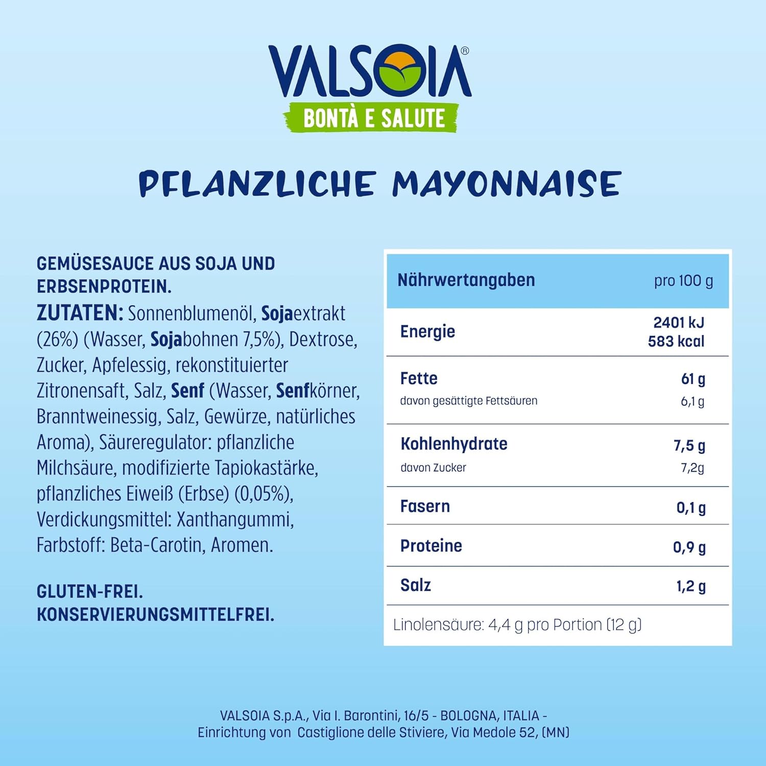 Thumbnail 1 de Valsoia Pflanzliche Mayonnaise auf Sojabasis (eifrei), ideal für Veganer & Vegetarier, 4 x 150 ml