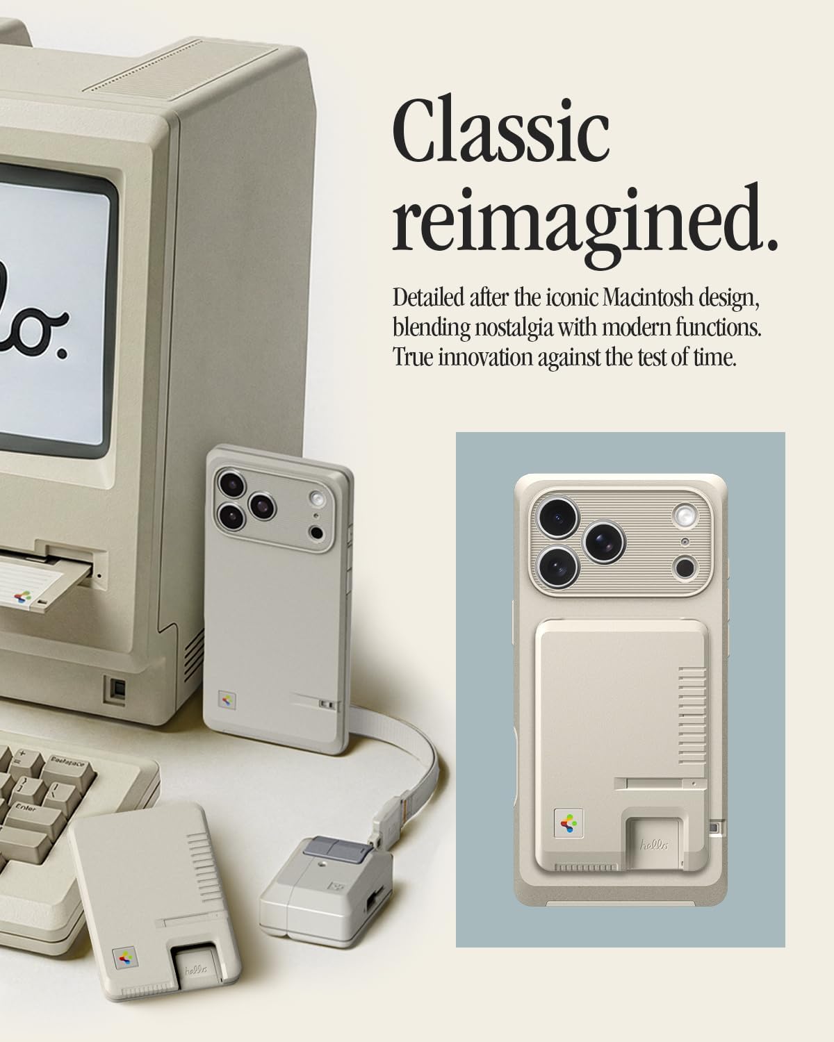 Detalle de Spigen Classic LS MagFit : porte-cartes magnétique pour iPhone MagSafe et Pixel avec PixelSnap (jusqu’à 3 cartes) – Stone
