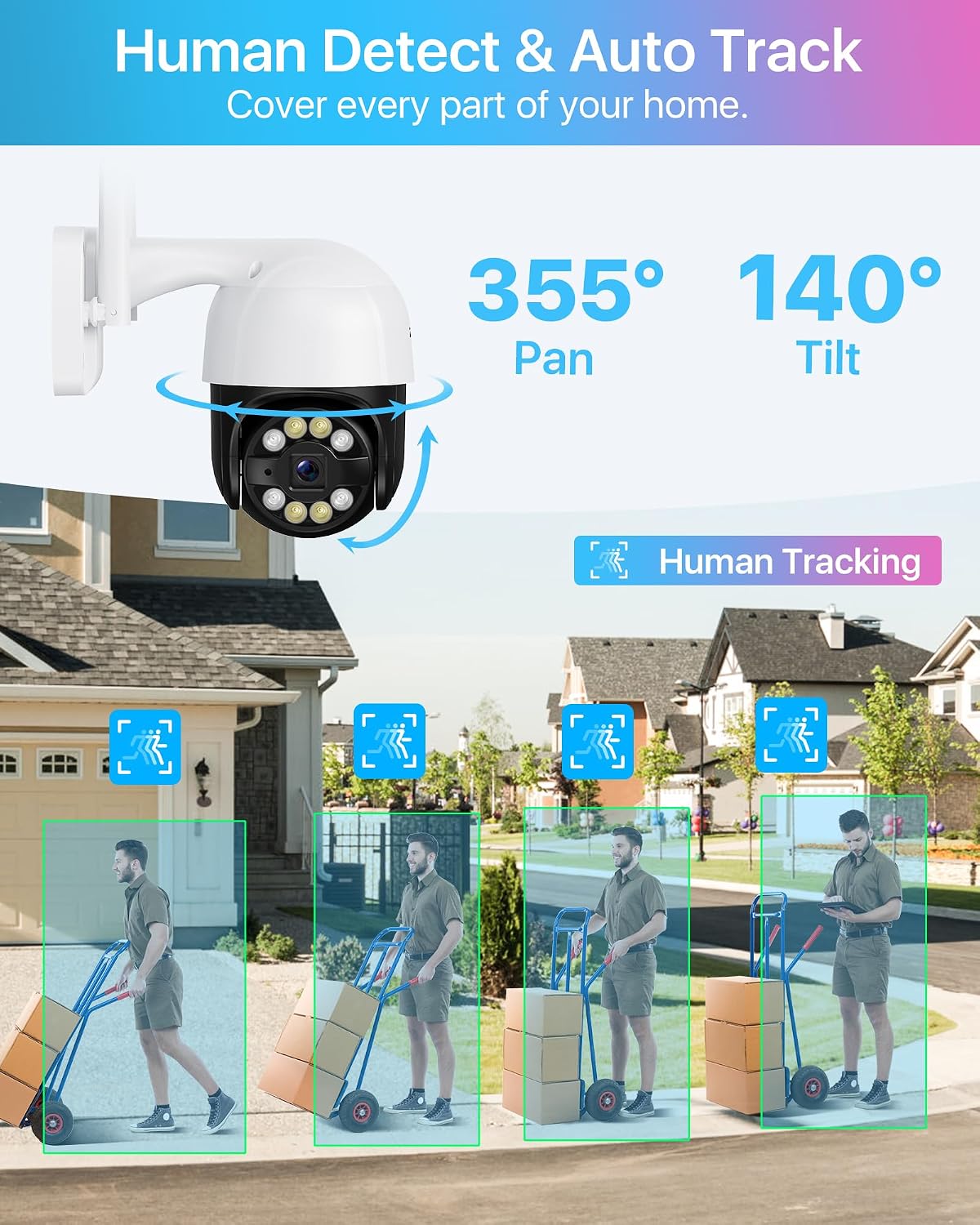 Thumbnail 2 de ZOSI 2K C289 Outdoor 360° WiFi Security Camera with Person/Vehicle Detection
