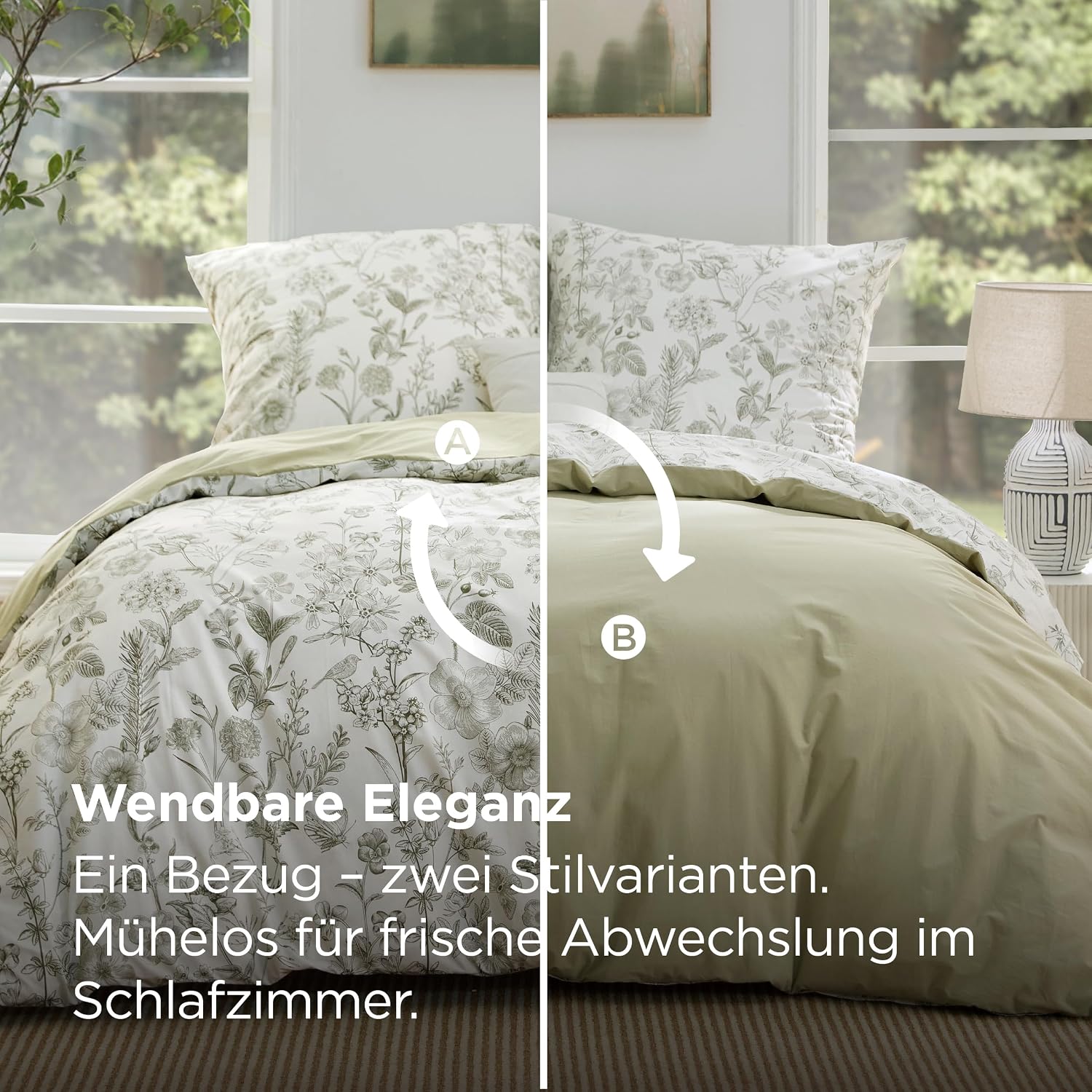 Detalle de BEDSURE Bettwäsche 135x200 cm, 4-teilig – Baumwolle, 2 Bettbezüge + 2 Kissenbezüge, Wendepailletten-Design mit Reißverschluss
