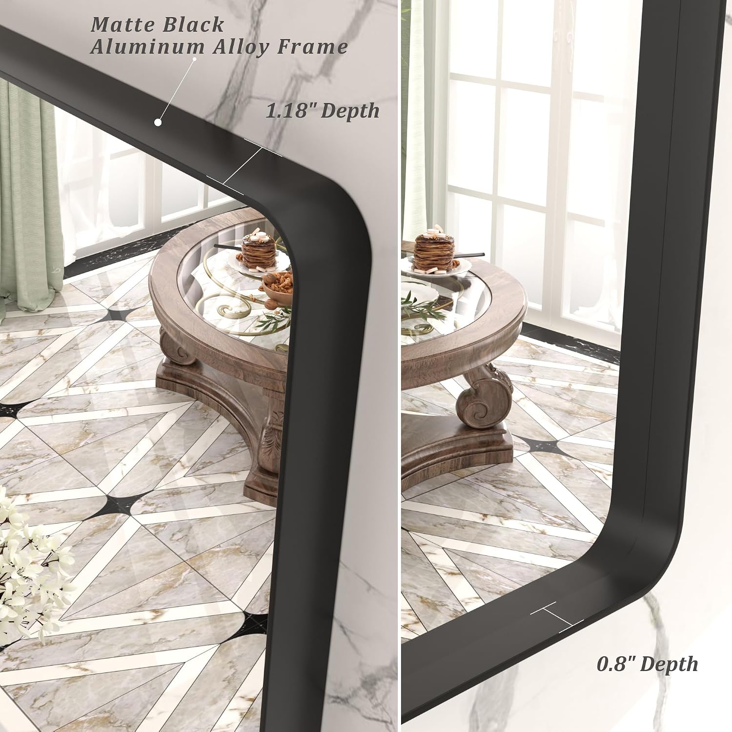 Detalle 2 de CHARMOR 30x36 Inch Rectangular Bathroom Mirror with Black Matte Aluminum Frame