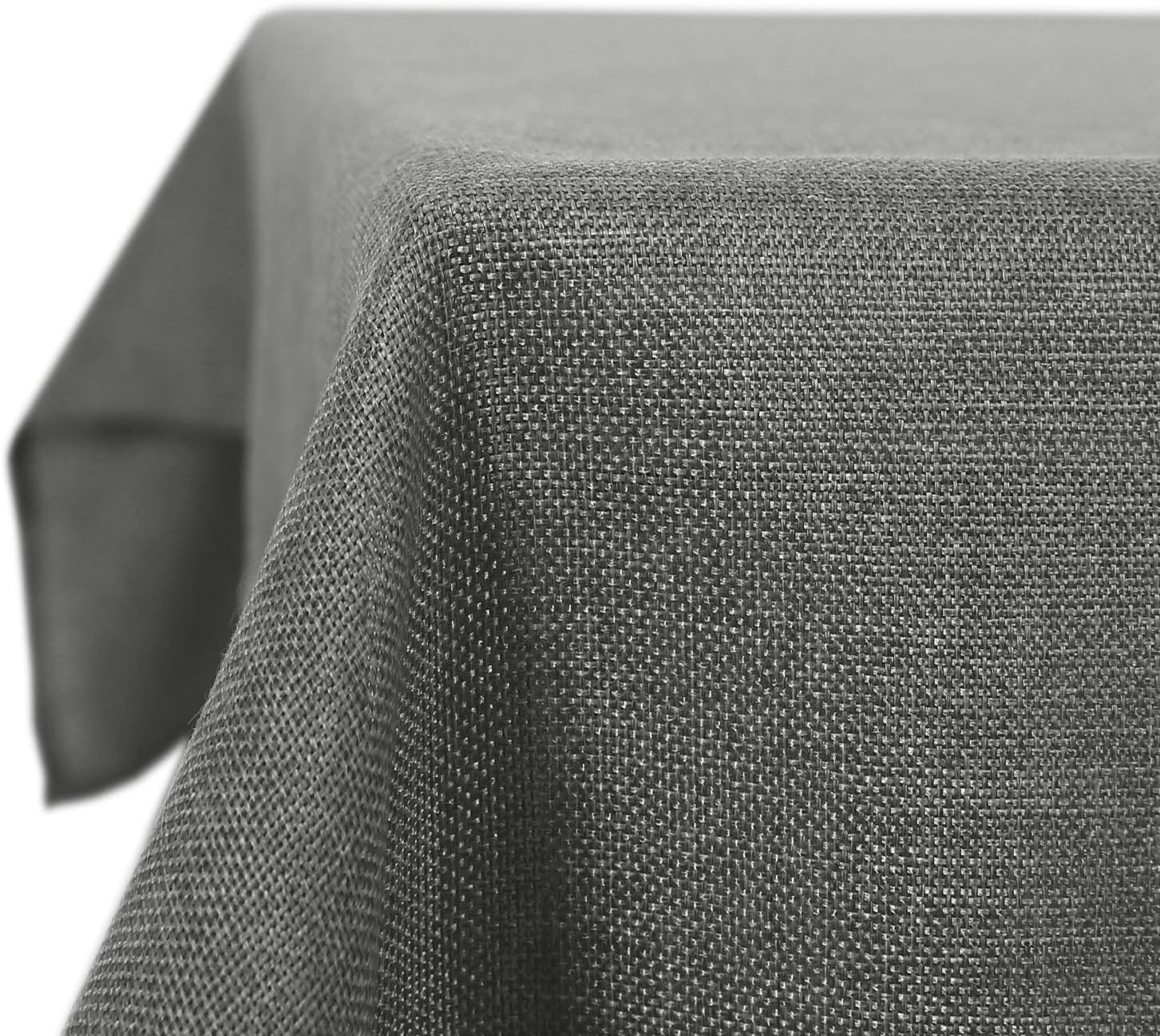 Detalle de Deconovo Tischdecke wasserabweisend mit Leinenoptik (Lotuseffekt) 240 x 150 cm Grau