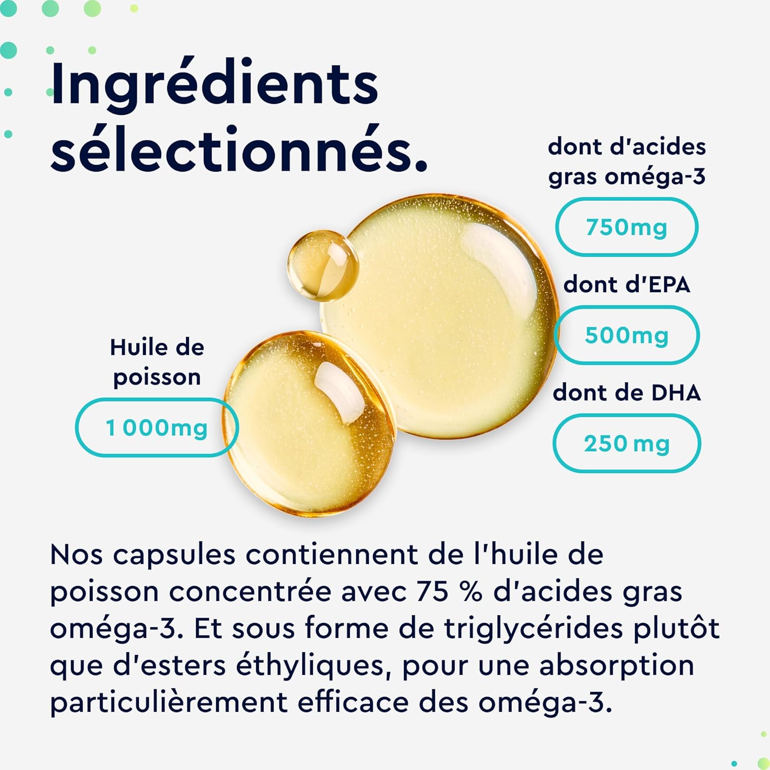 Detalle 2 de Oméga 3 Huile de Poissons Sauvages 500 mg EPA