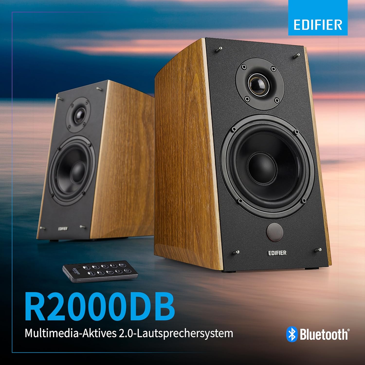 Thumbnail 2 de Edifier R2000DB 2.0 Bluetooth-Lautsprecher-Set mit IR-Fernbedienung & optischem Eingang (120 Watt) – Warm Oak